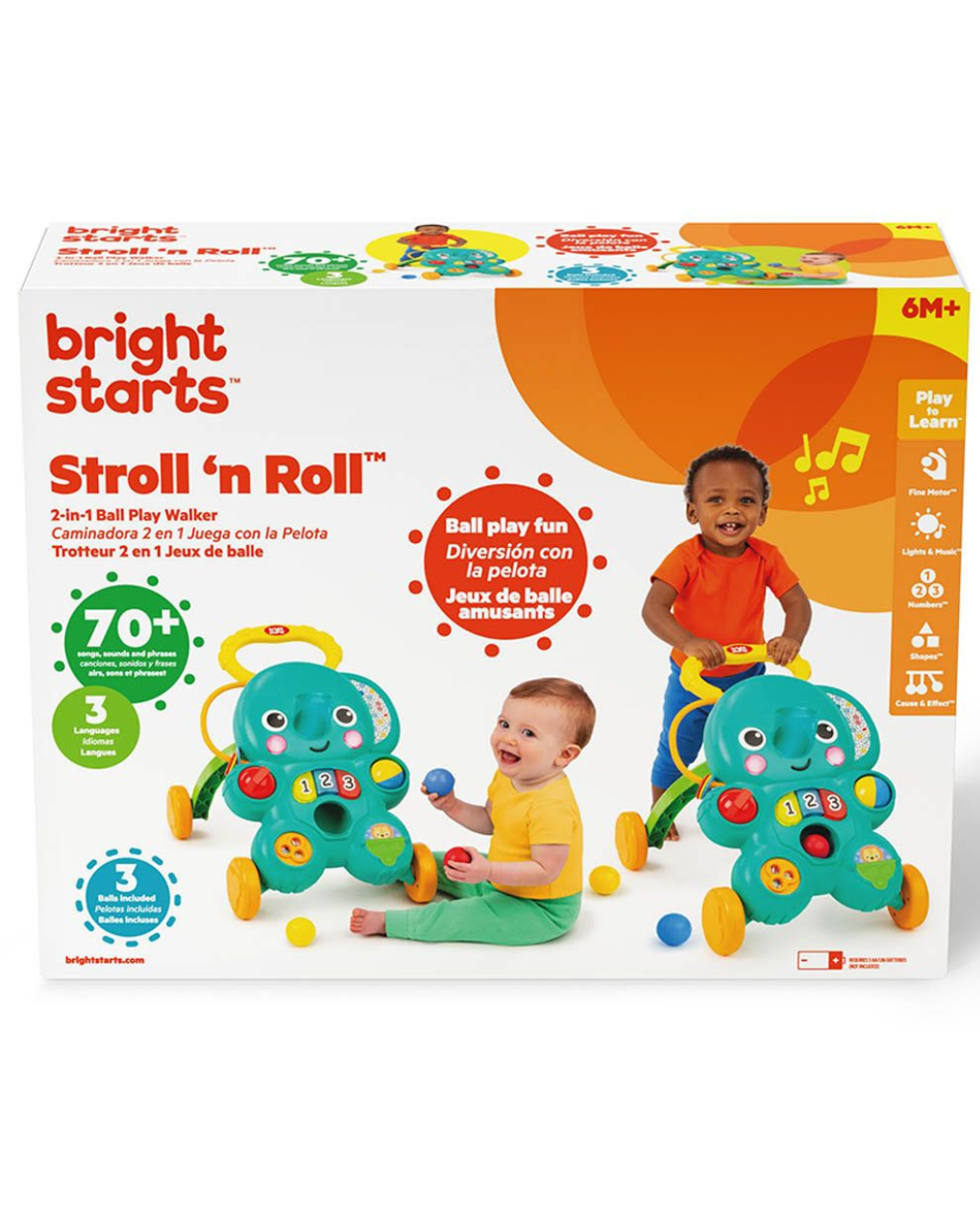 Bright starts kids ii stroll 'n roll 2-in-1 ball play walker 12892