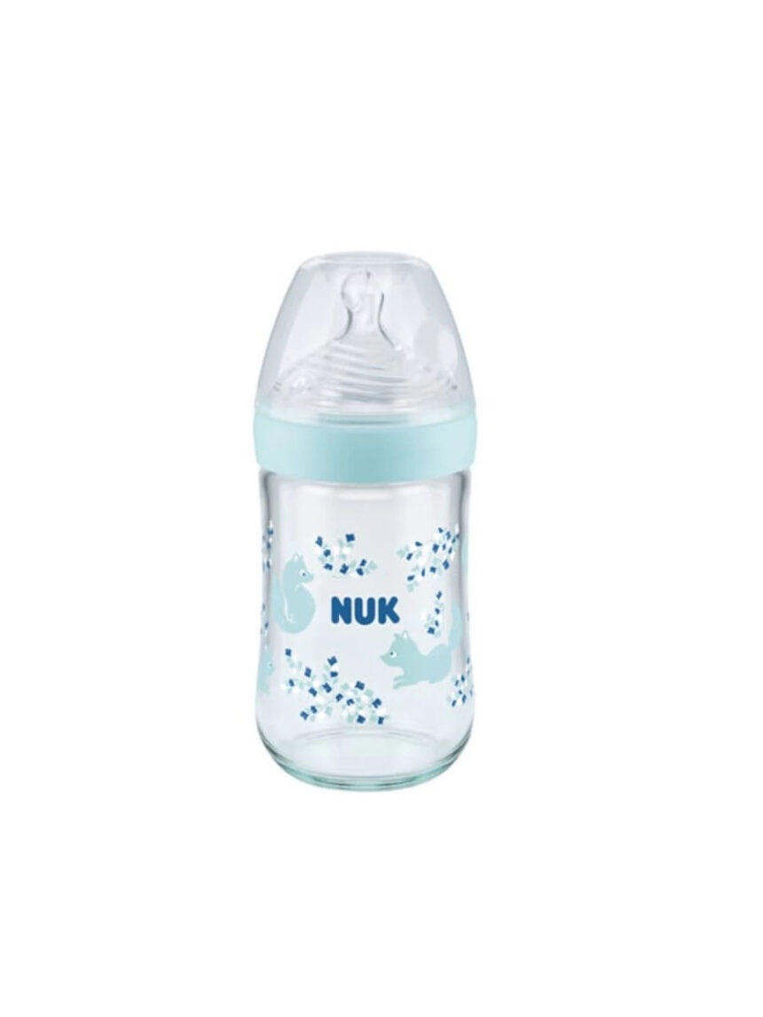 Nuk μπιμπερό γυάλινο με θηλή σιλικόνης nature sense soft 6-18m medium 240ml - Nuk