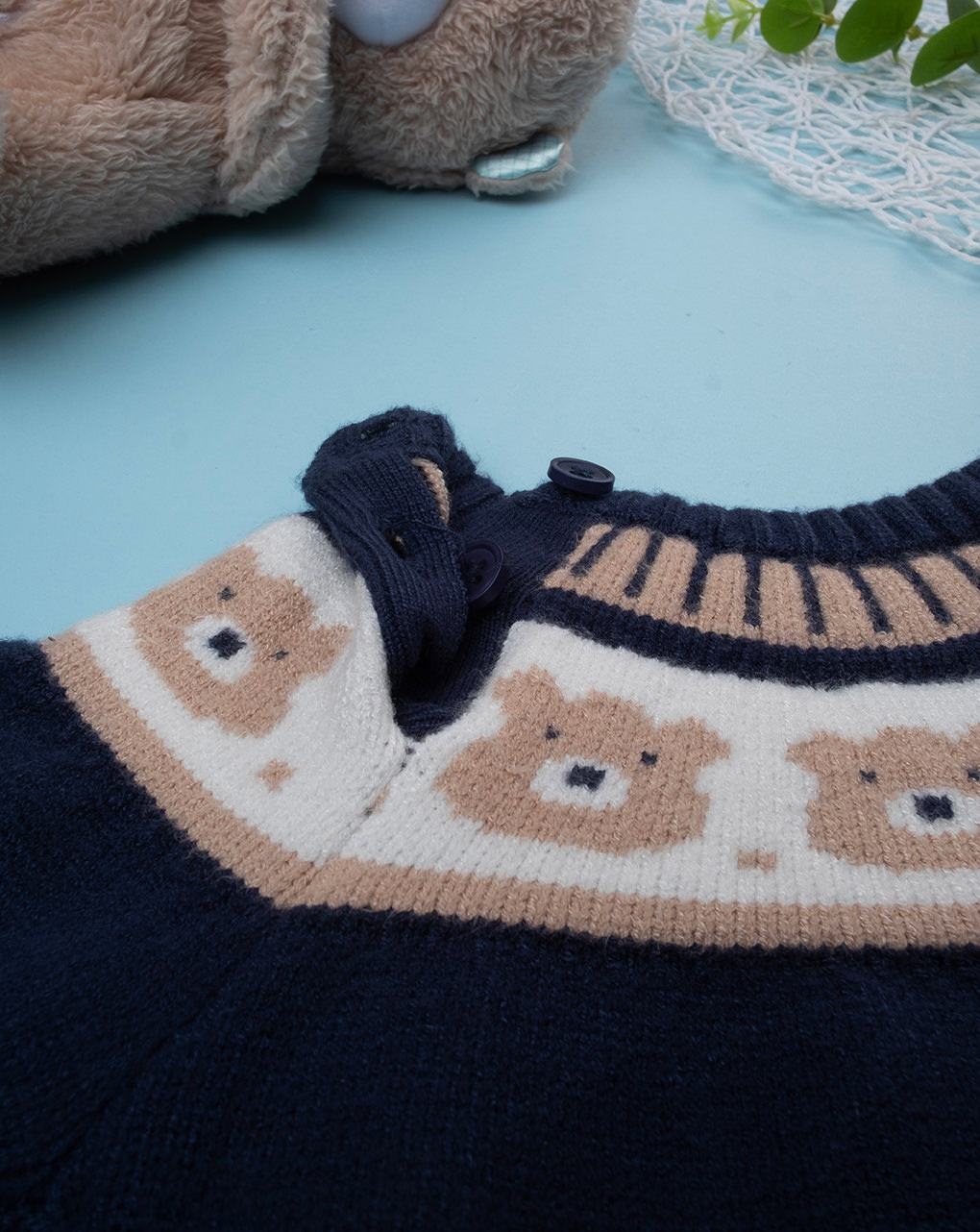 βρεφικό πουλόβερ μπλε teddy για αγόρι - Prénatal