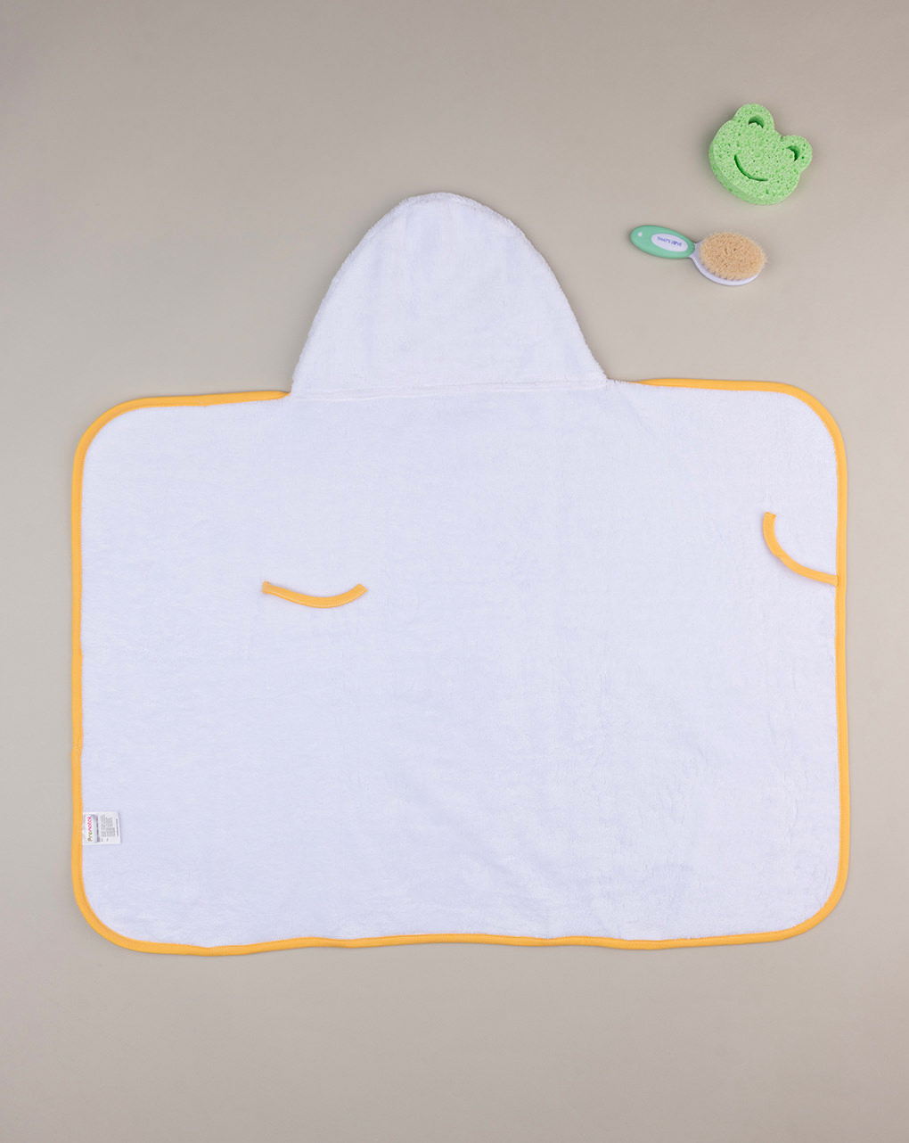 βρεφική μπουρνουζοπετσέτα λευκή πετσετέ baby smile unisex - Prénatal