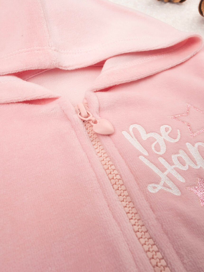 παιδική ζακέτα σενίλ ροζ be happy για κορίτσι - Prénatal