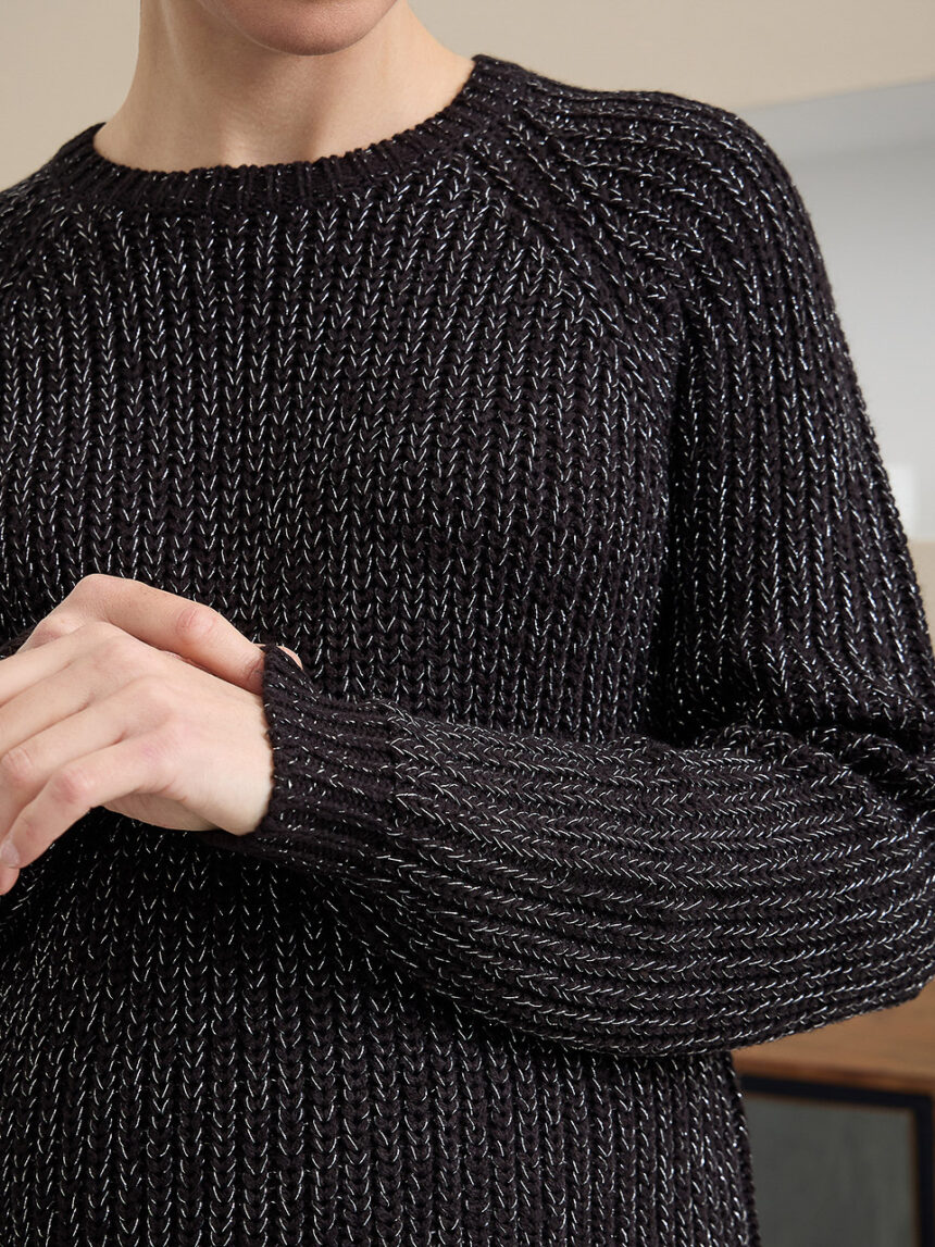 γυναικείο πουλόβερ μακρύ εγκυμοσύνης μαύρο lurex - Prénatal