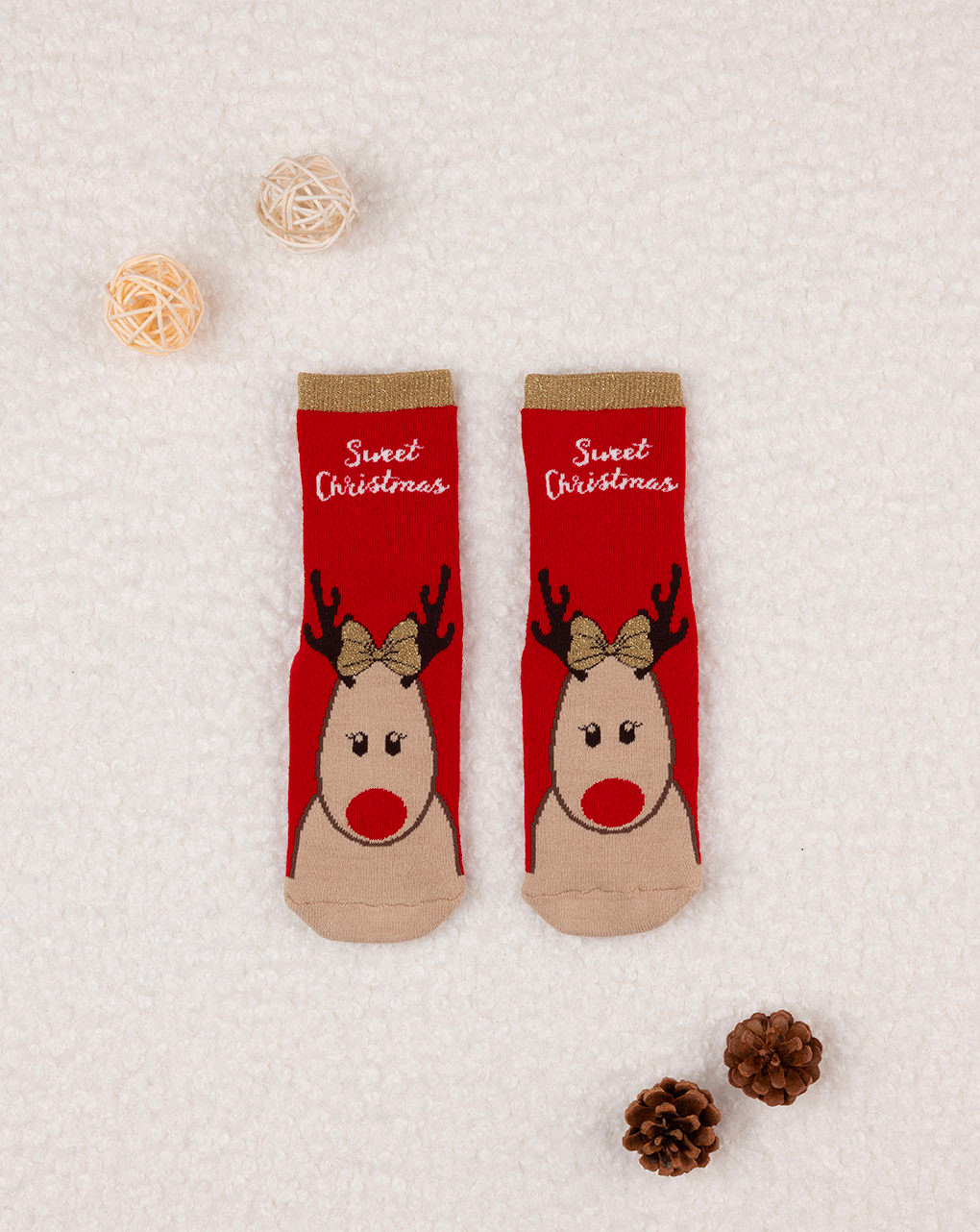 χριστουγεννιάτικες παιδικές αντιολισθητικές κάλτσες με τάρανδο unisex