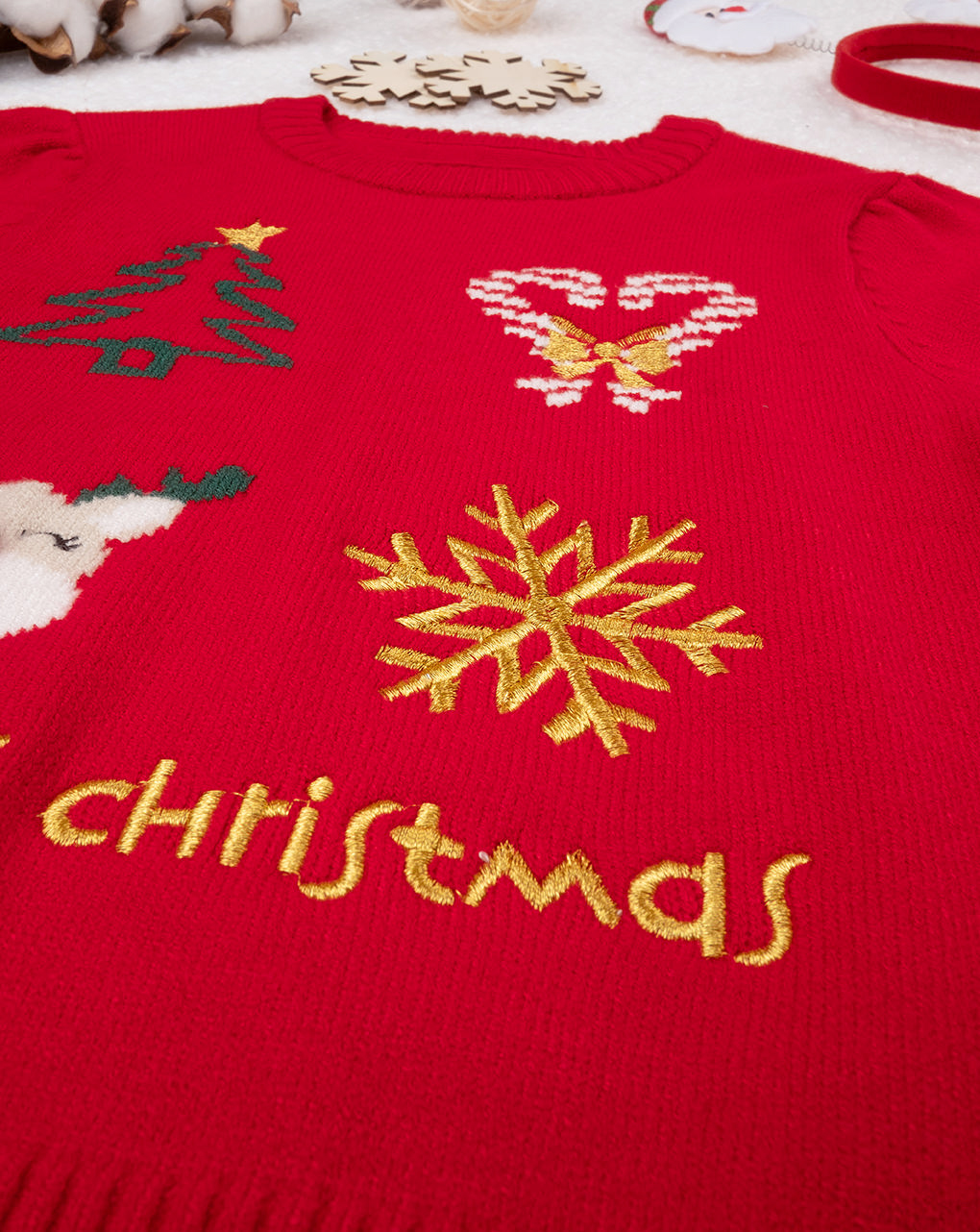 χριστουγεννιάτικο παιδικό πουλόβερ κόκκινο happy christmas για κορίτσι - Prénatal