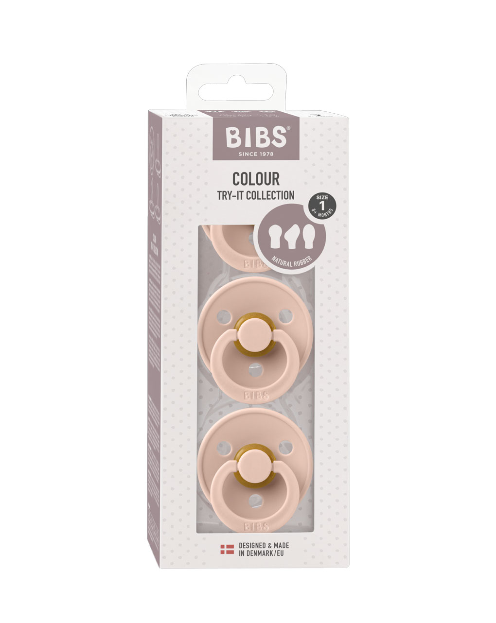 Bibs πιπίλες καουτσούκ try-it colour blush  0+m σετ 3 τεμ. - BIBS