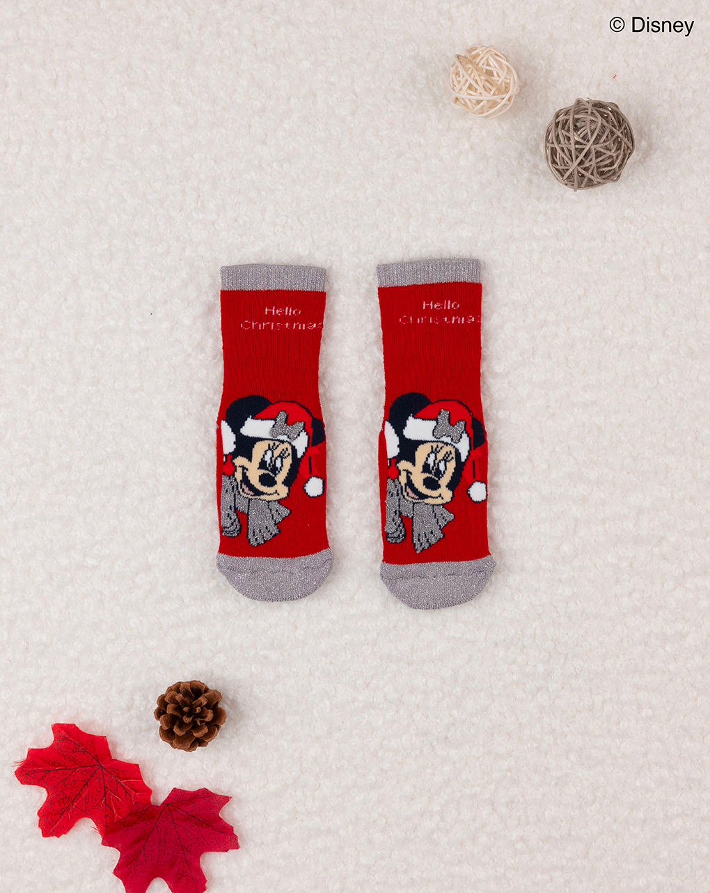 χριστουγεννιάτικες βρεφικές αντιολισθητικές κάλτσες με τη minnie για κορίτσι
