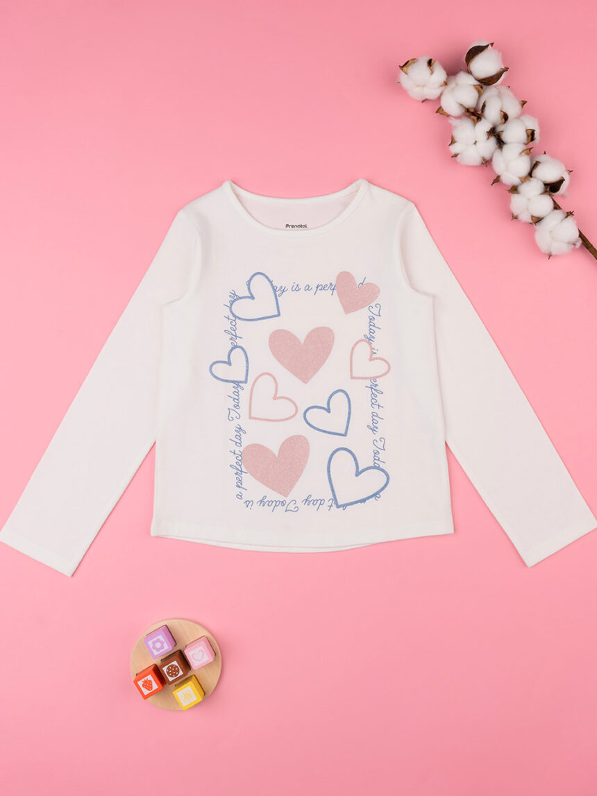 παιδική μπλούζα λευκή με καρδούλες για κορίτσι - Prénatal