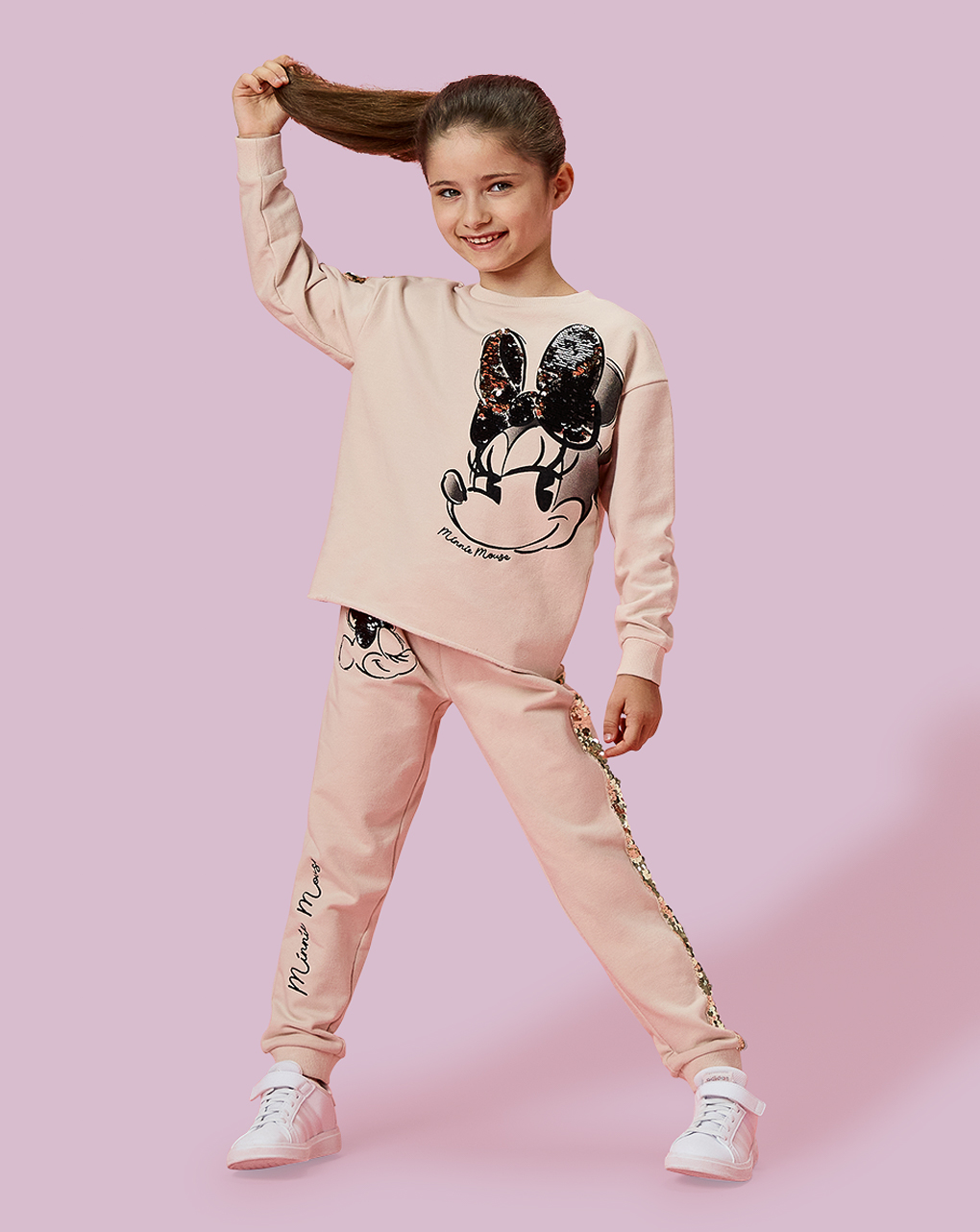 παιδική μπλούζα φούτερ μπεζ με τη minnie για κορίτσι