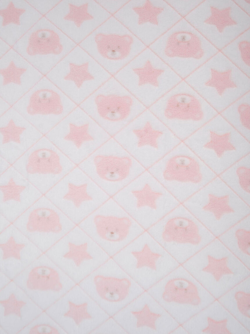 βρεφική κουβέρτα fleece ροζ με αρκουδάκια για κρεβάτι - Prénatal