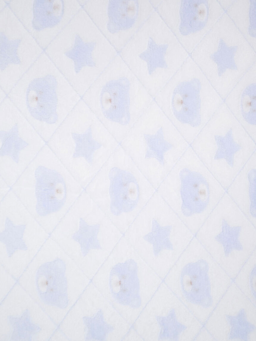 βρεφική κουβέρτα fleece γαλάζια με αρκουδάκια για κρεβάτι - Prénatal