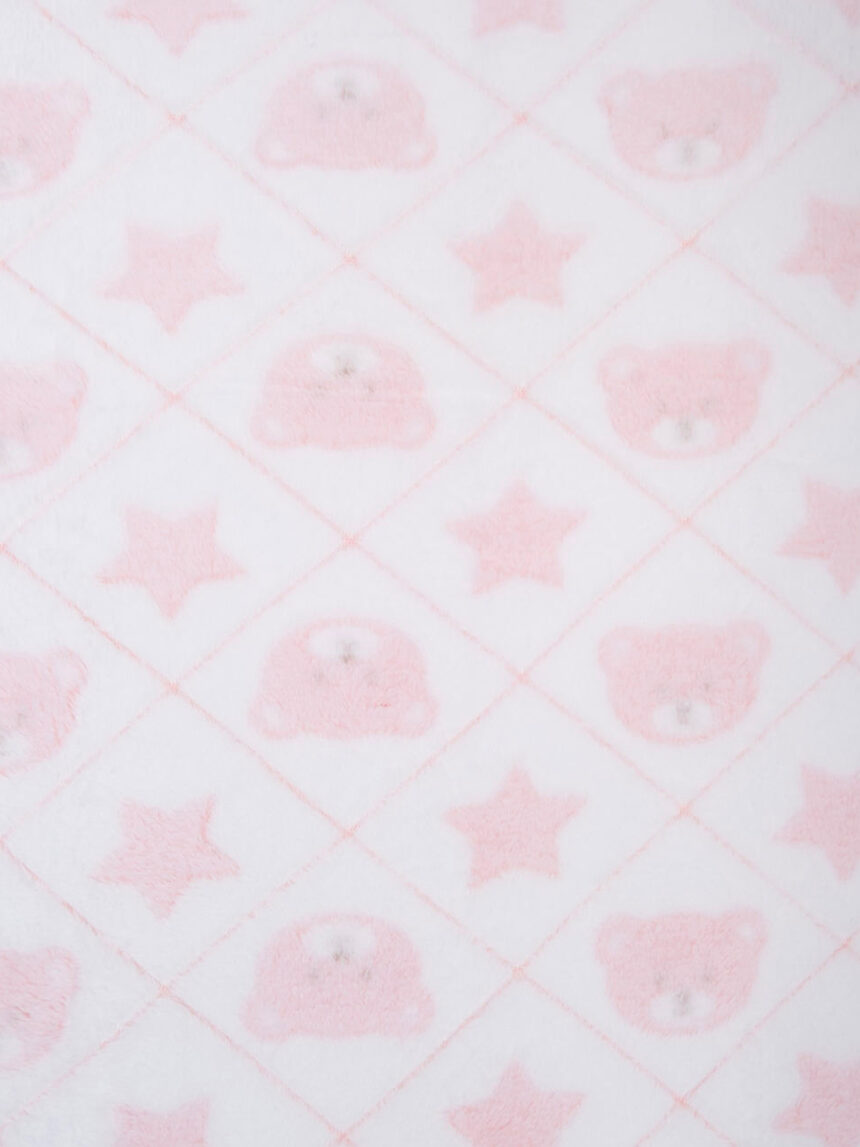 βρεφική κουβέρτα fleece ροζ με αρκουδάκια για λίκνο/πορτ-μπεμπέ - Prénatal