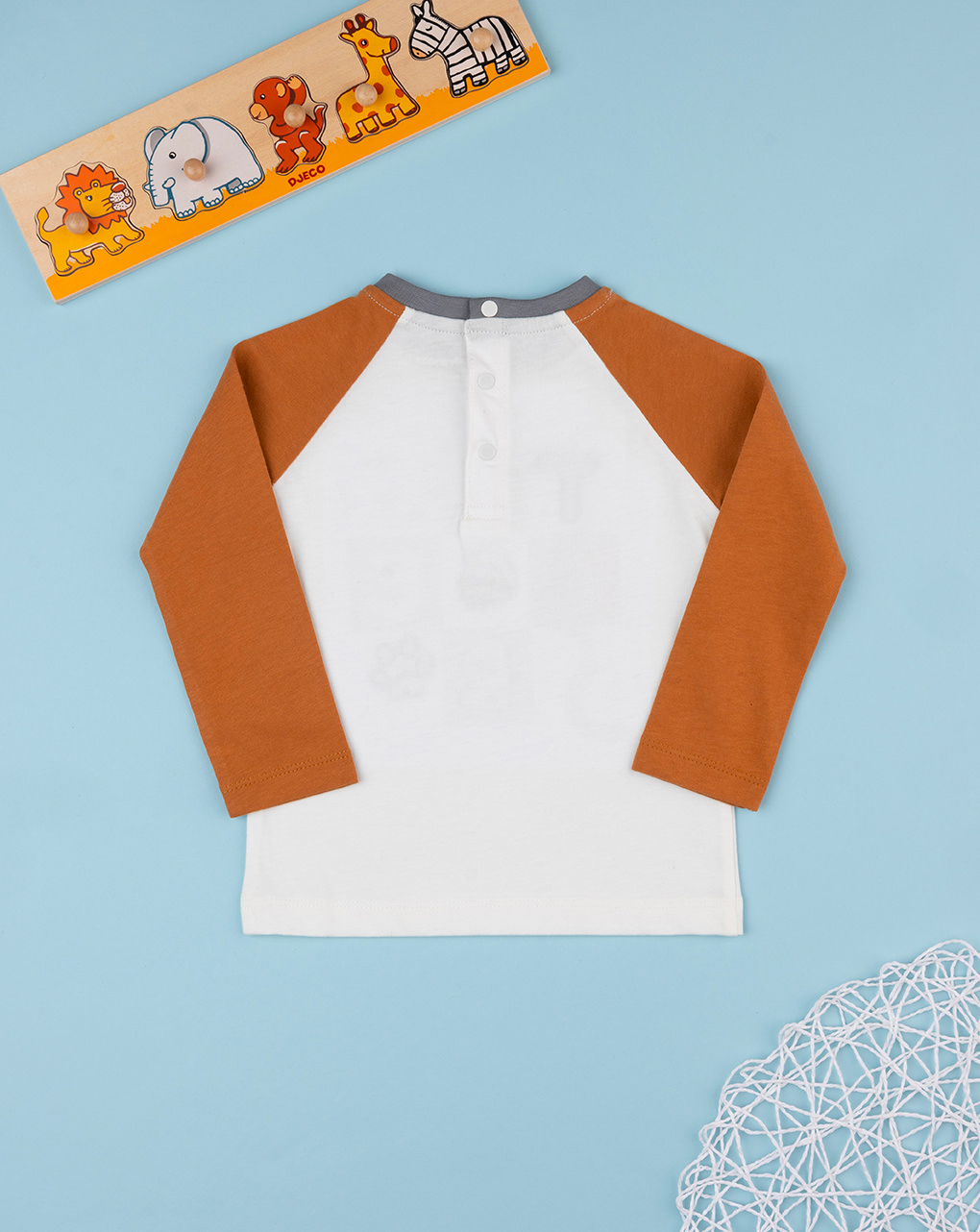 βρεφική μπλούζα λευκή με τιγράκι για αγόρι - Prénatal