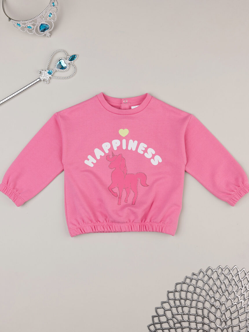 βρεφική μπλούζα φούτερ φούξια happiness για κορίτσι - Prénatal