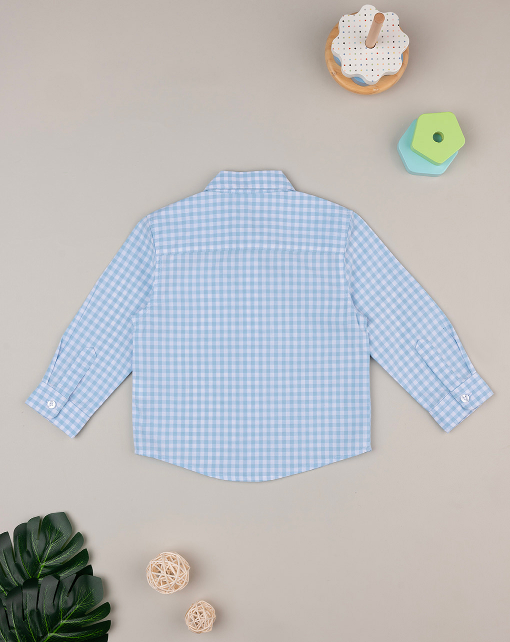 βρεφικό πουκάμισο καρό γαλάζιο/λευκό για αγόρι - Prénatal