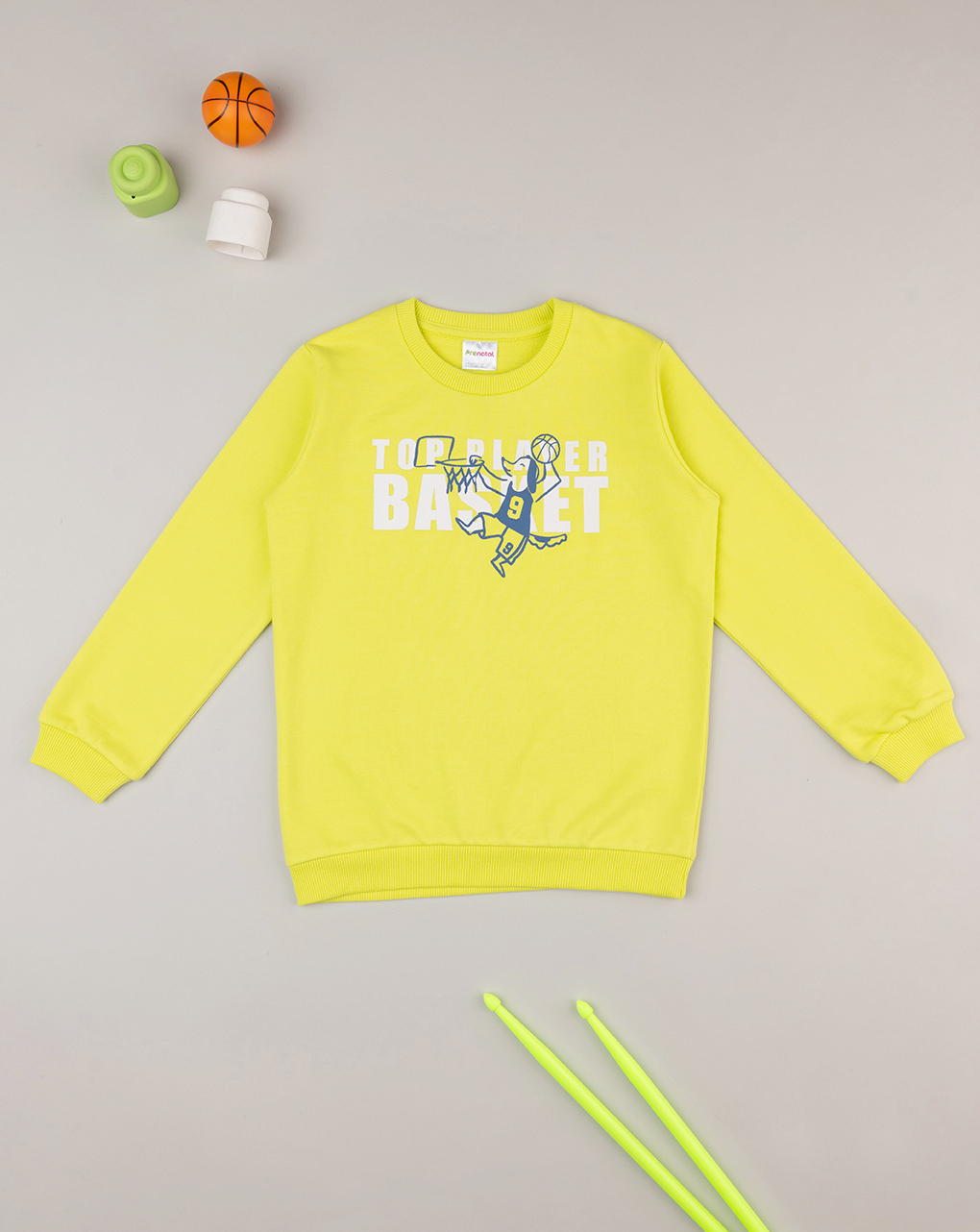 παιδική μπλούζα φούτερ κίτρινη basket για αγόρι
