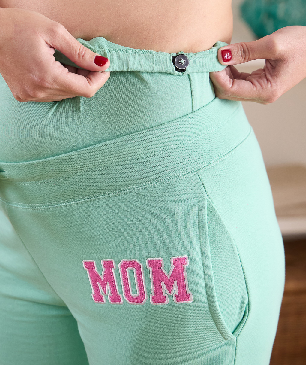 γυναικείο παντελόνι φόρμας εγκυμοσύνης βεραμάν mom - Prénatal