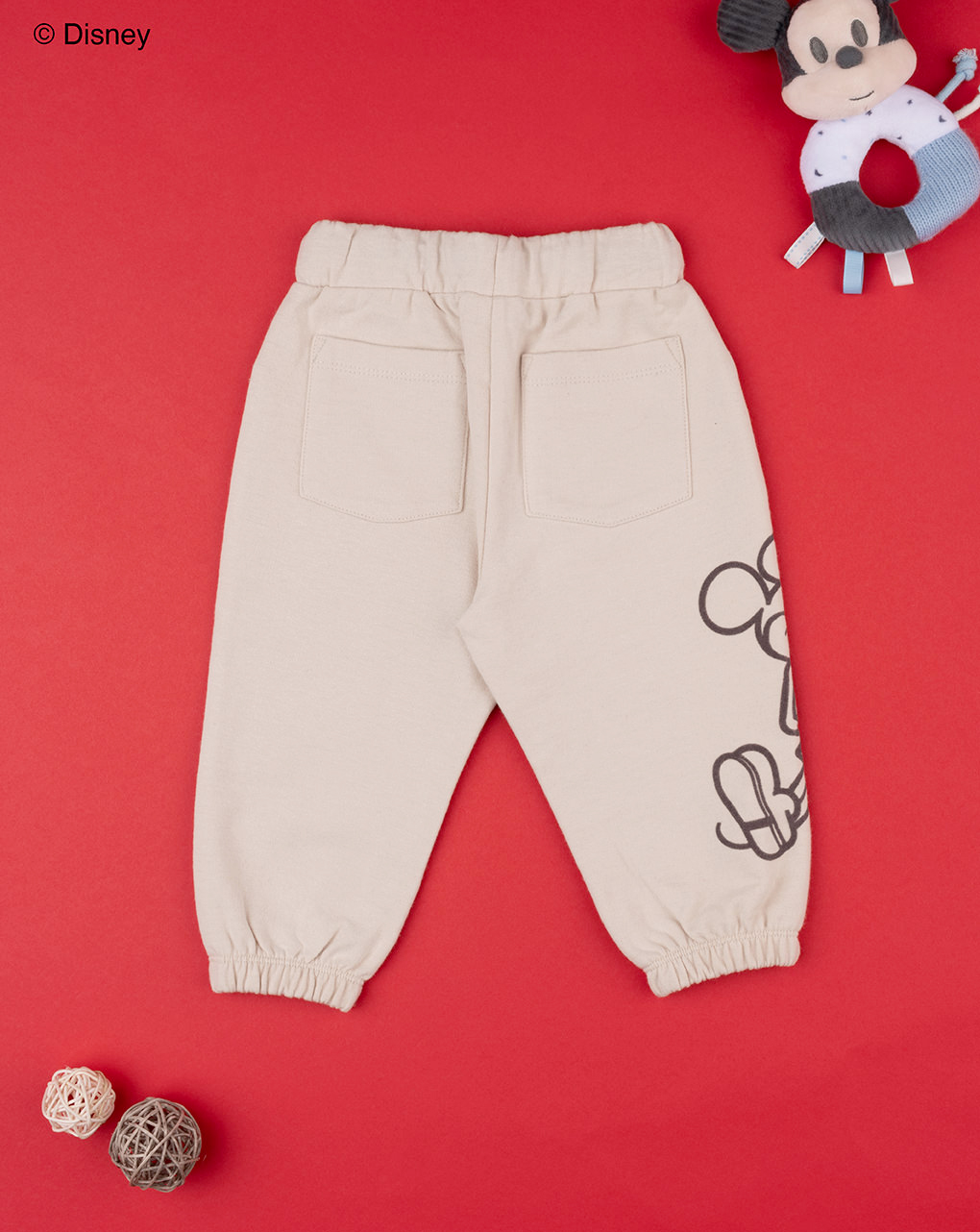 βρεφικό παντελόνι φόρμας μπεζ με το mickey για αγόρι - Prénatal