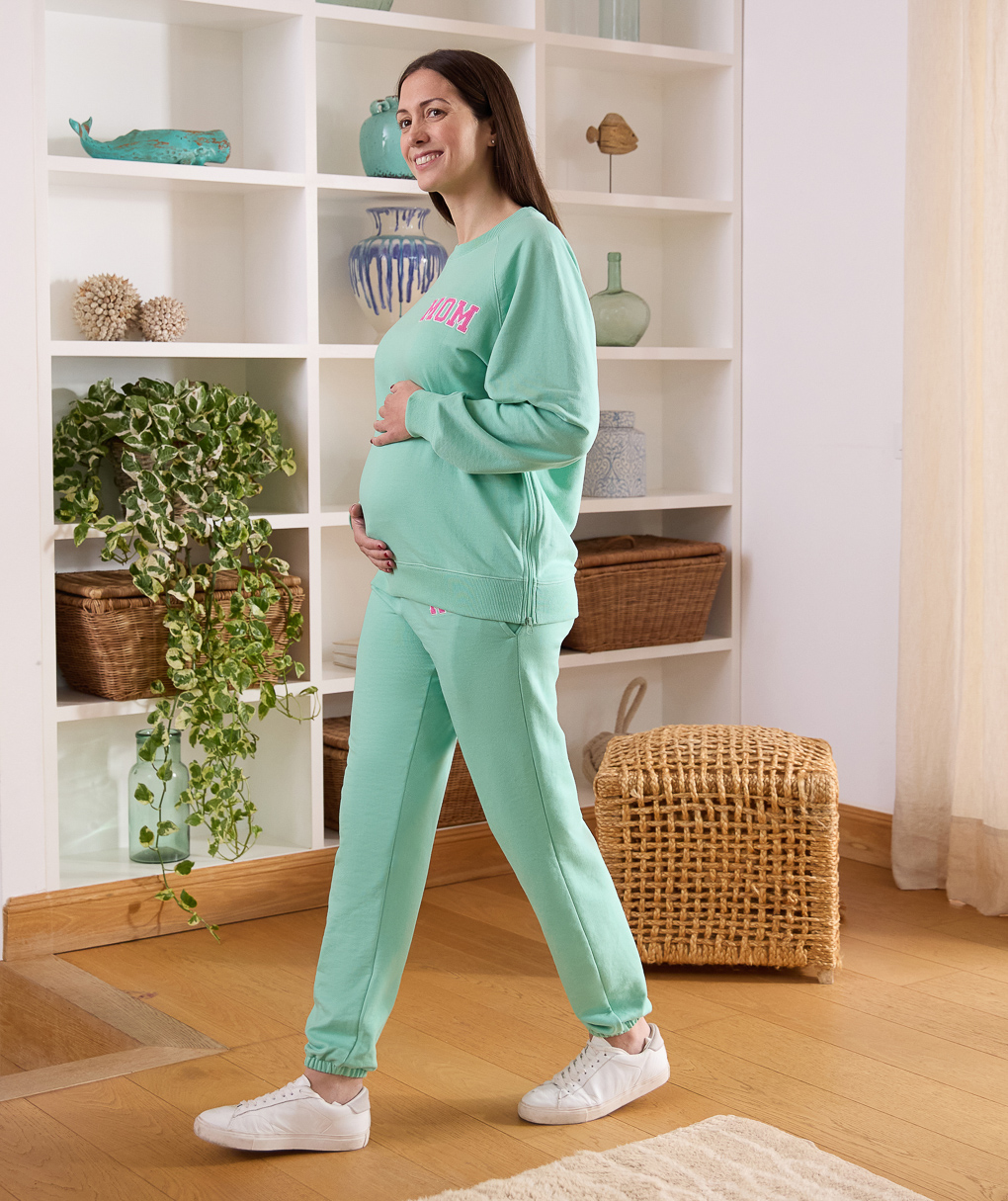 γυναικείο παντελόνι φόρμας εγκυμοσύνης βεραμάν mom - Prénatal