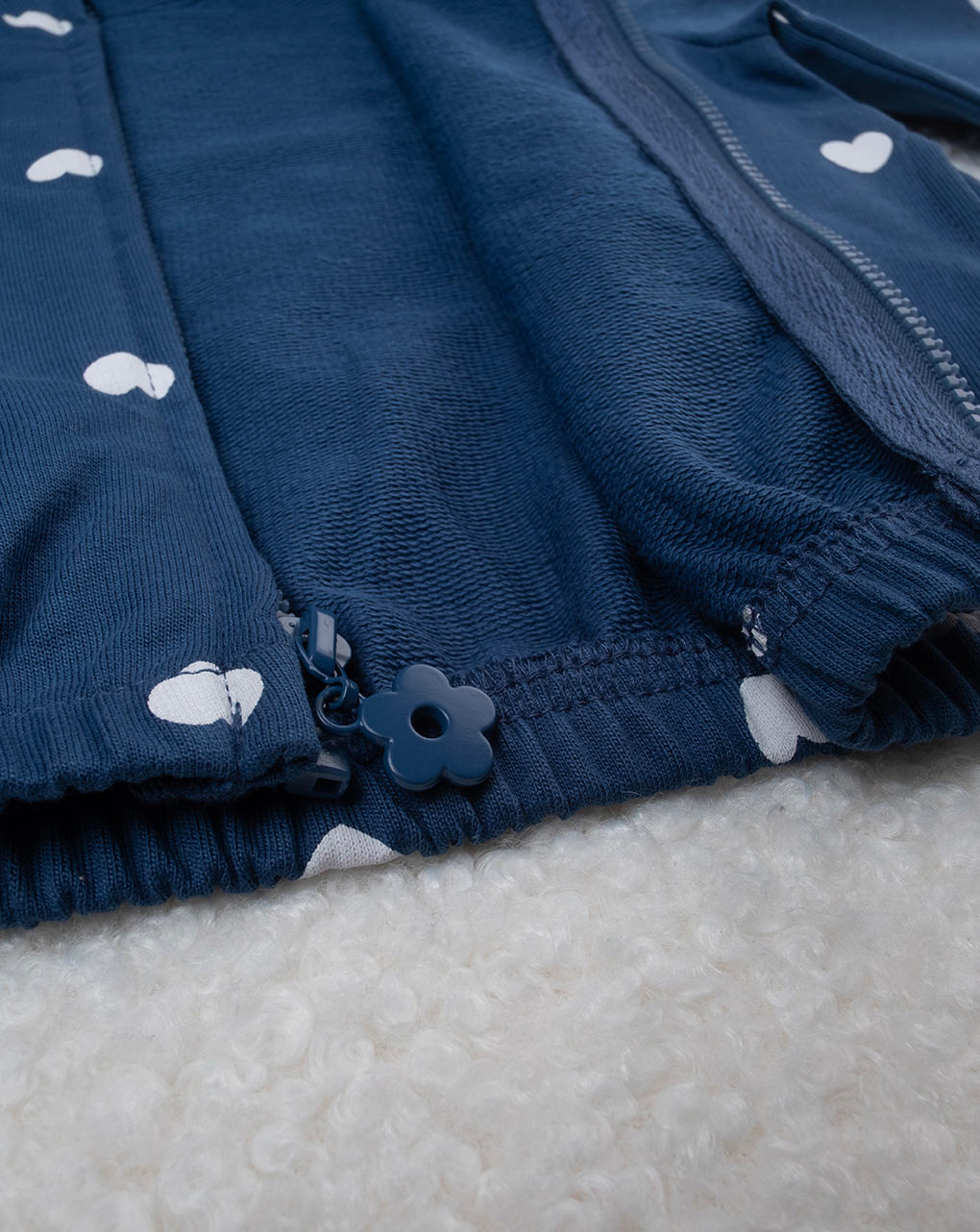 βρεφική ζακέτα φούτερ μπλε με καρδούλες για κορίτσι - Prénatal