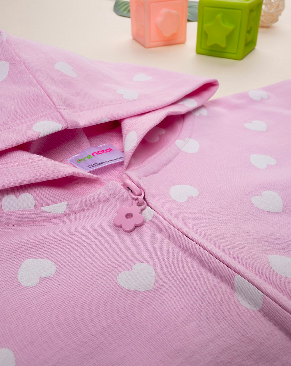 παιδική ζακέτα φούτερ ροζ με καρδούλες για κορίτσι - Prénatal