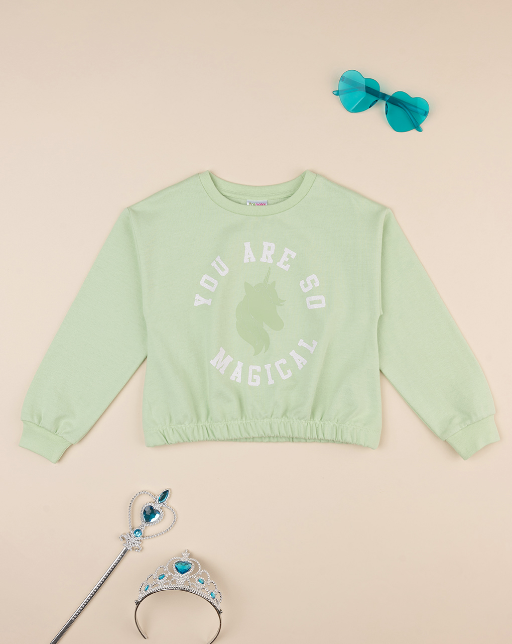παιδική μπλούζα φούτερ πράσινη με μονόκερο για κορίτσι - Prénatal