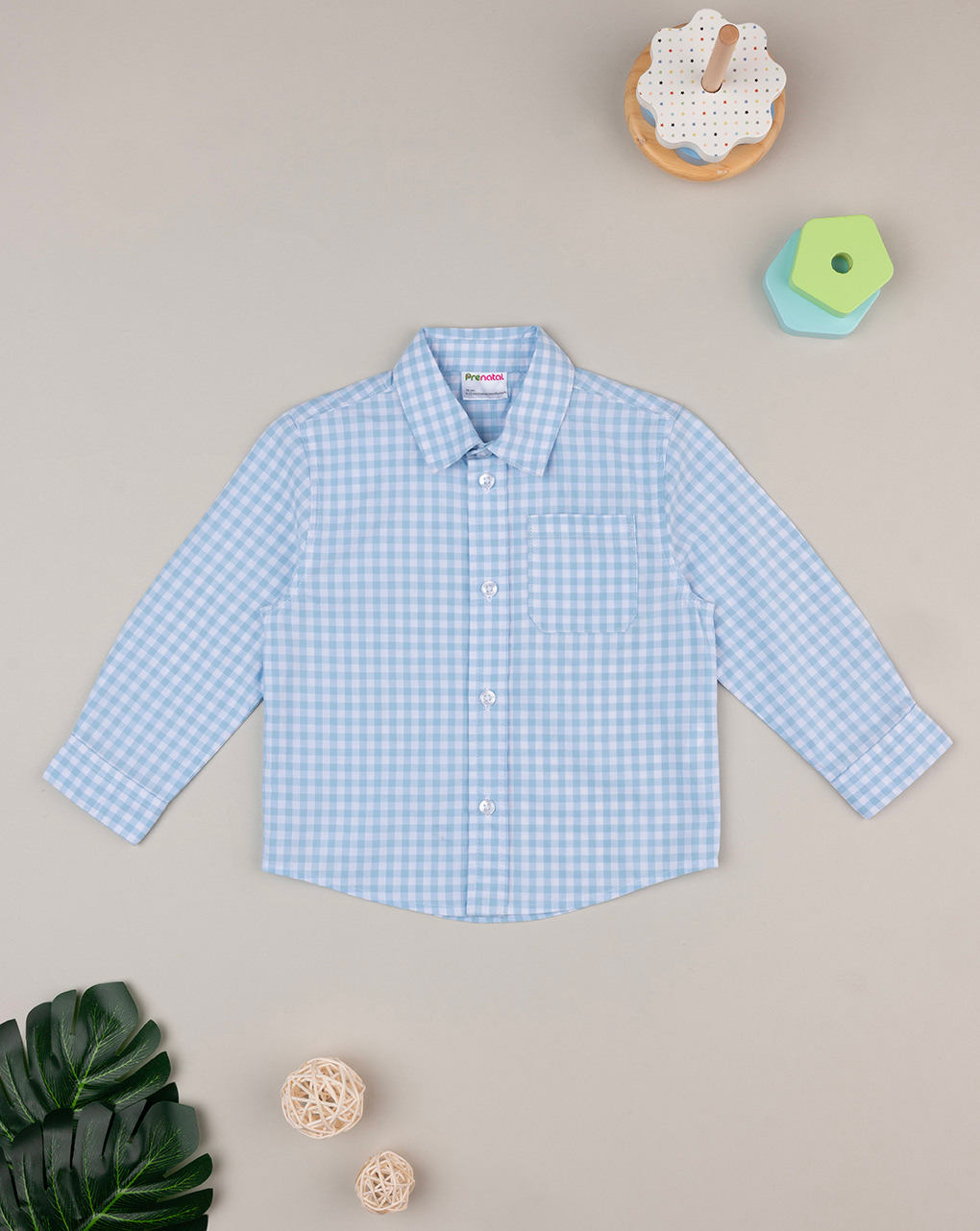 βρεφικό πουκάμισο καρό γαλάζιο/λευκό για αγόρι