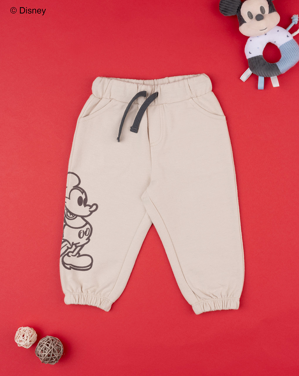 βρεφικό παντελόνι φόρμας μπεζ με το mickey για αγόρι