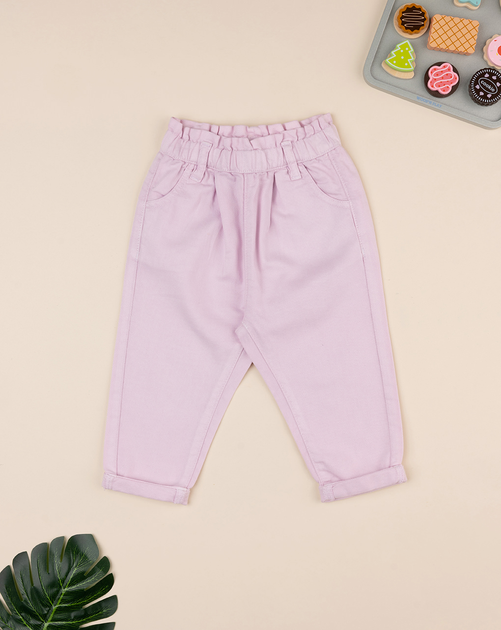 βρεφικό παντελόνι twill ροζ για κορίτσι