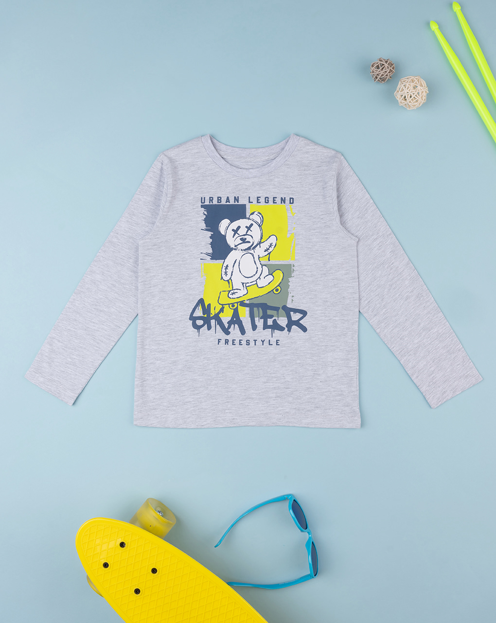 παιδική μπλούζα γκρι skater για αγόρι - Prénatal