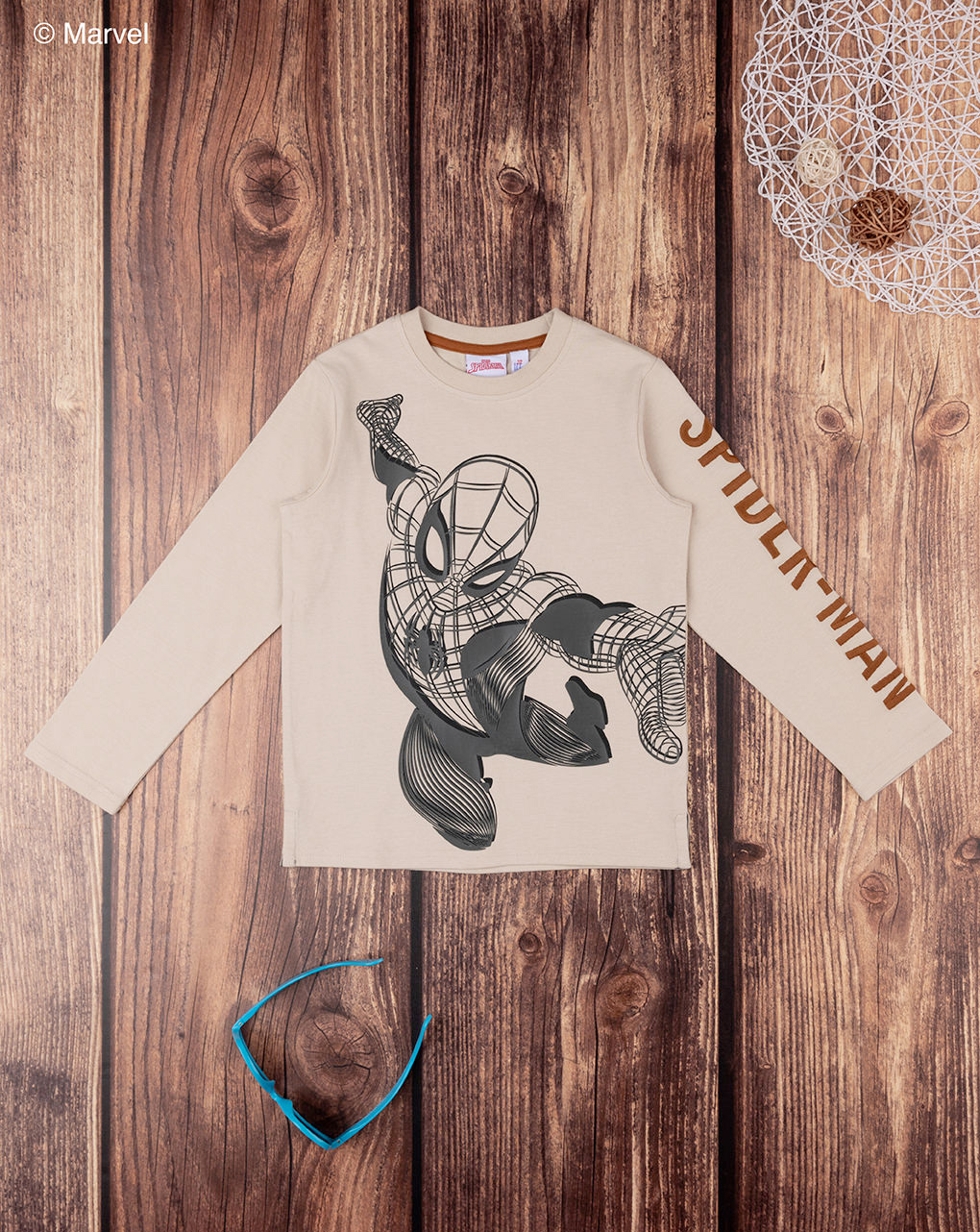 παιδική μπλούζα μπεζ με τον spiderman για αγόρι - Prénatal