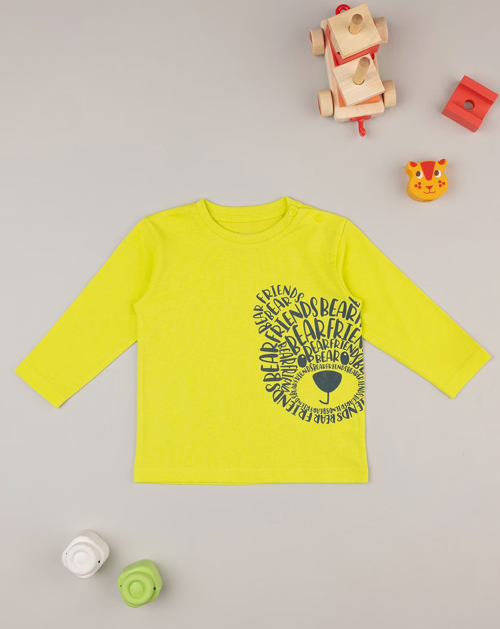 βρεφική μπλούζα λαχανί με αρκουδάκι για αγόρι - Prénatal