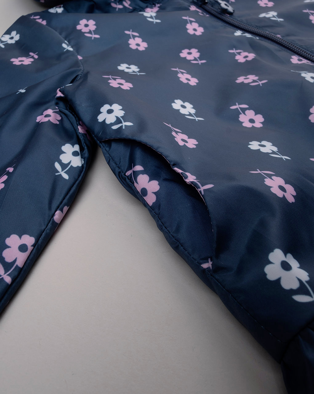 βρεφικό μπουφάν αντιανεμικό μπλε φλοράλ για κορίτσι - Prénatal