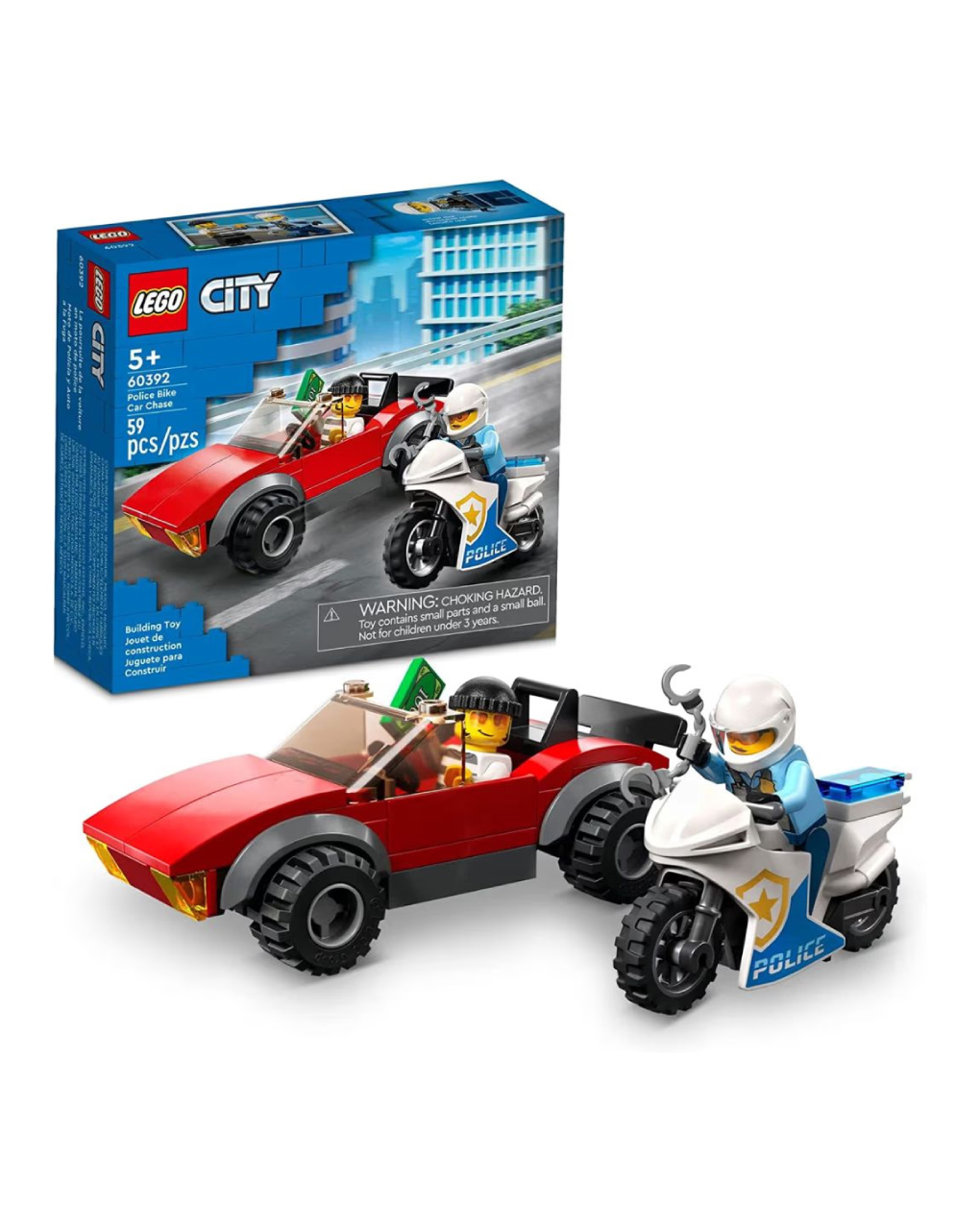 Lego city police bike car chase 60392