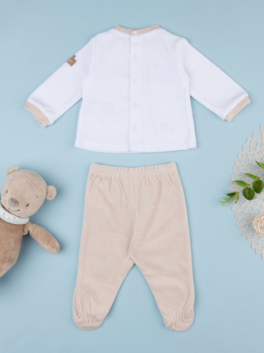 βρεφικό σετ βελουτέ μπλούζα και γκέτα με αρκουδάκια για αγόρι - Prénatal