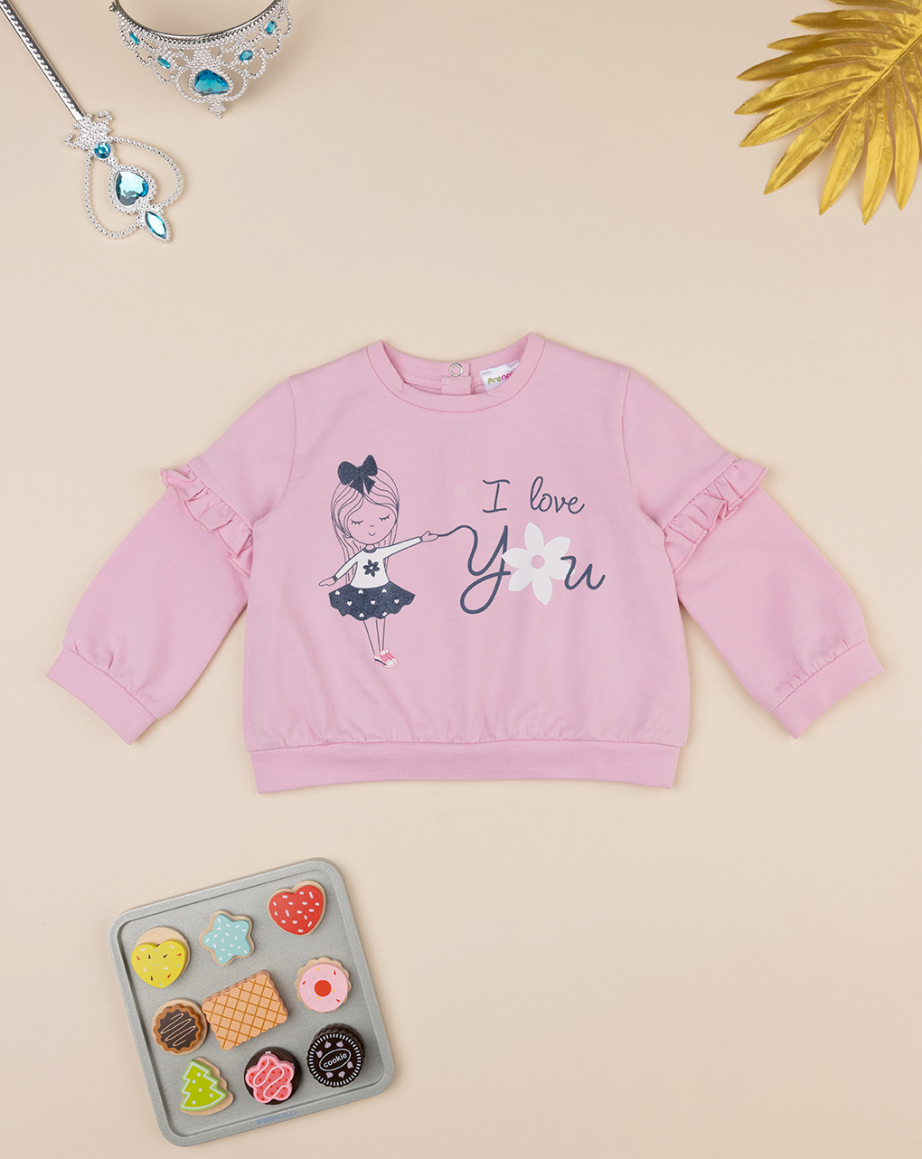 βρεφική μπλούζα ροζ i love you για κορίτσι - Prénatal