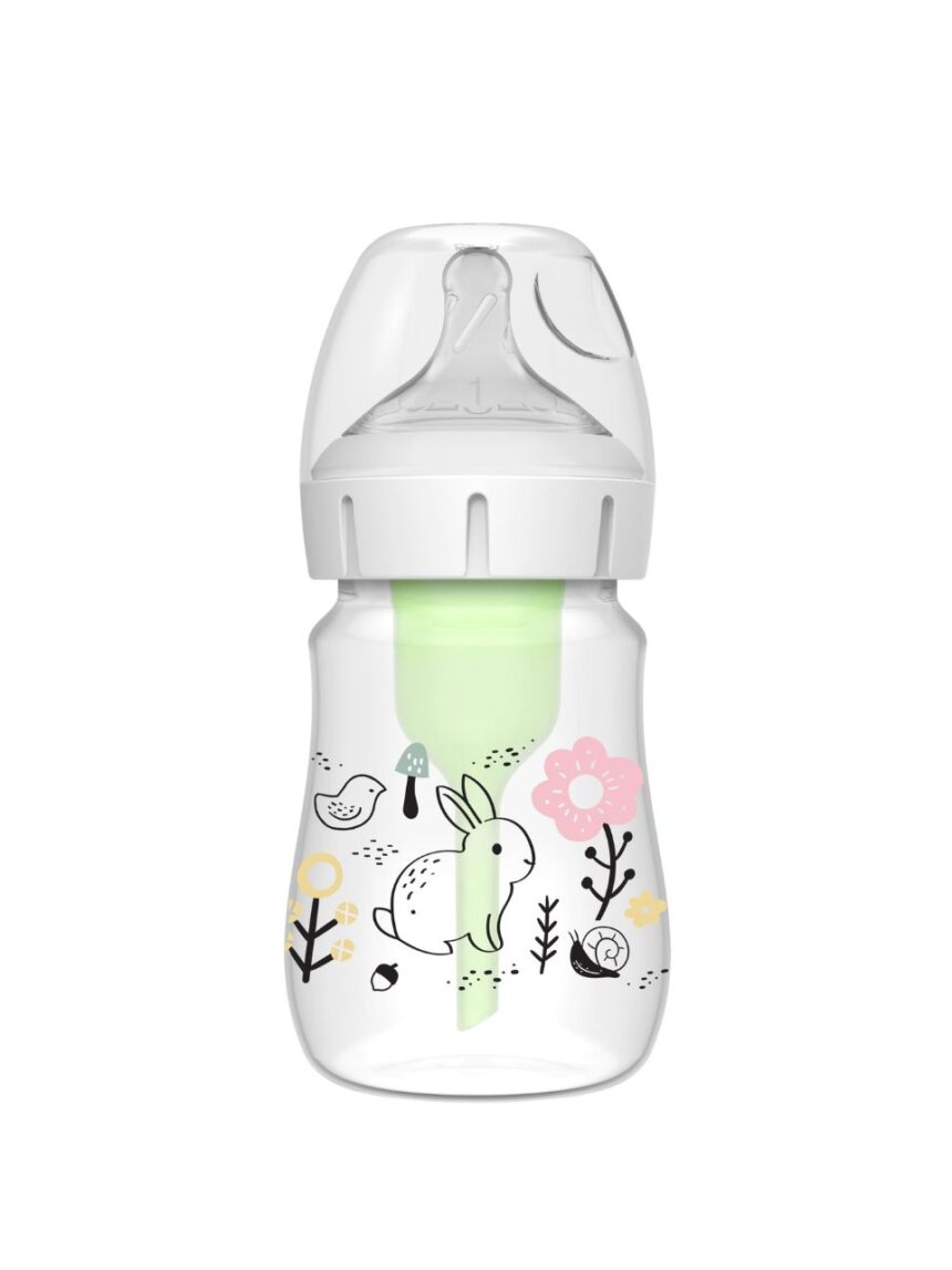 Dr. brown's options+ πλαστικό μπιμπερό με φαρδύ λαιμό & anti-colic λαγουδάκι 150ml 112.70.1hc.388 - Dr Browns