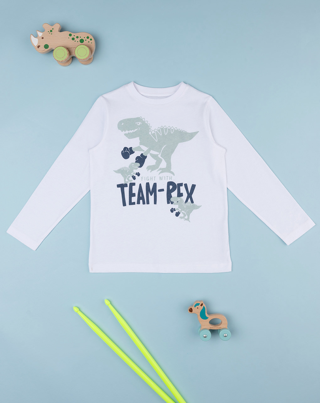 παιδική μπλούζα λευκή team-rex για αγόρι - Prénatal