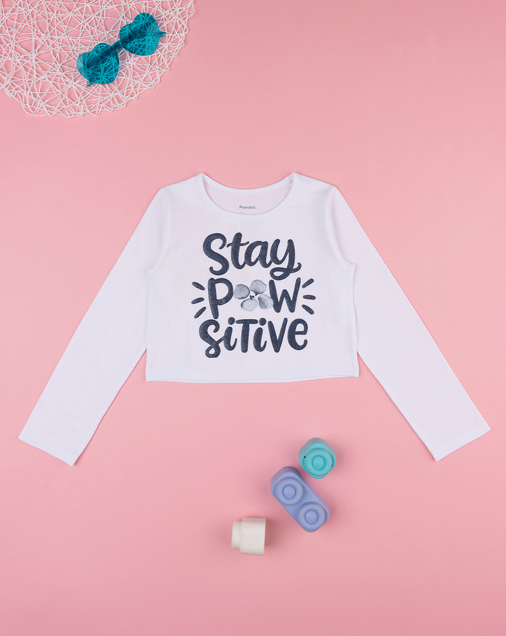 παιδική μπλούζα λευκή stay positive για κορίτσι