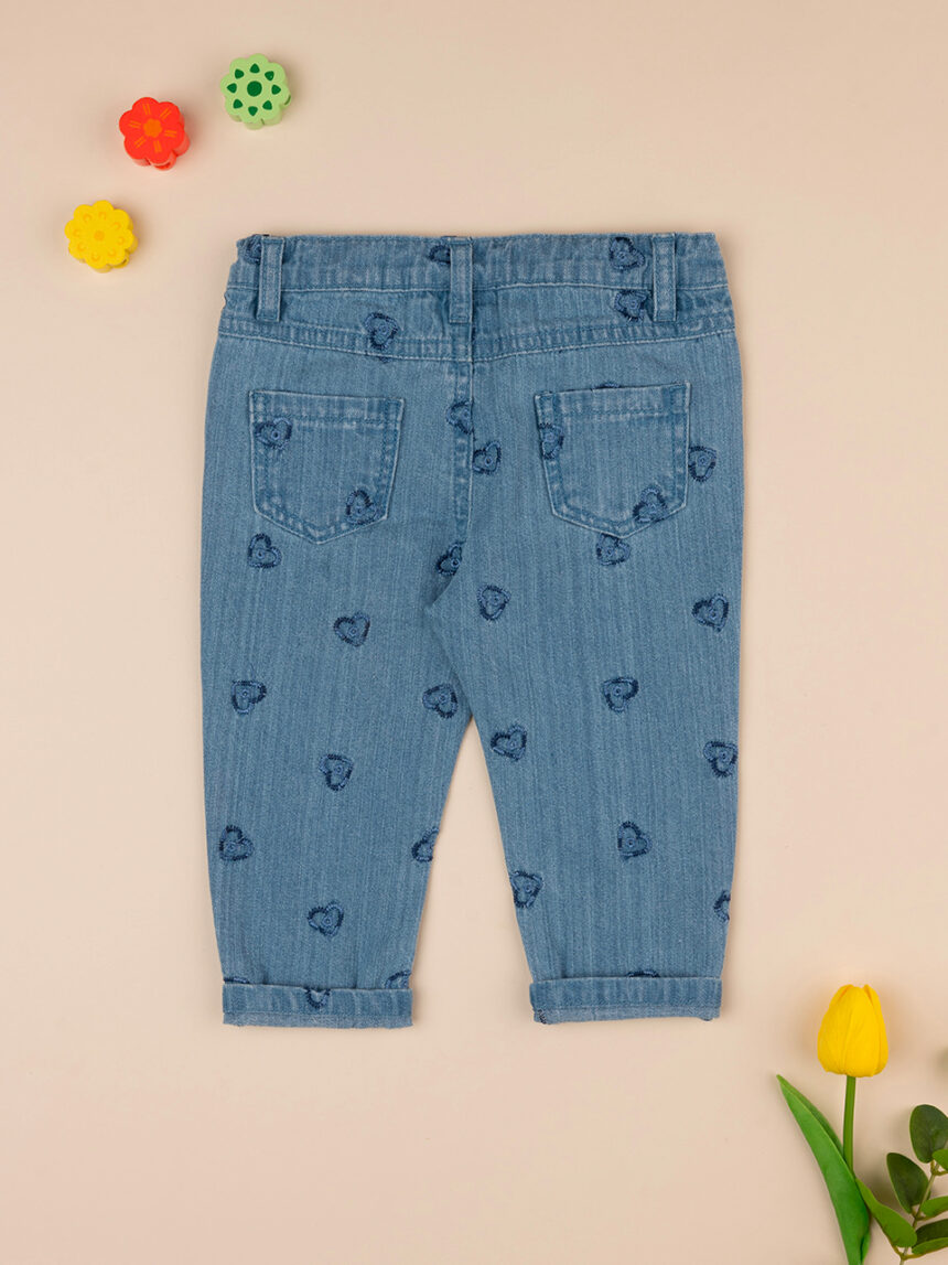 βρεφικό τζιν παντελόνι μπλε με καρδούλες για κορίτσι - Prénatal