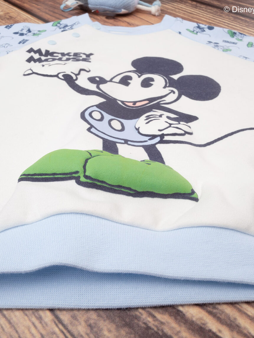 βρεφική πιτζάμα λευκή/γαλάζια με το mickey για αγόρι - Prénatal