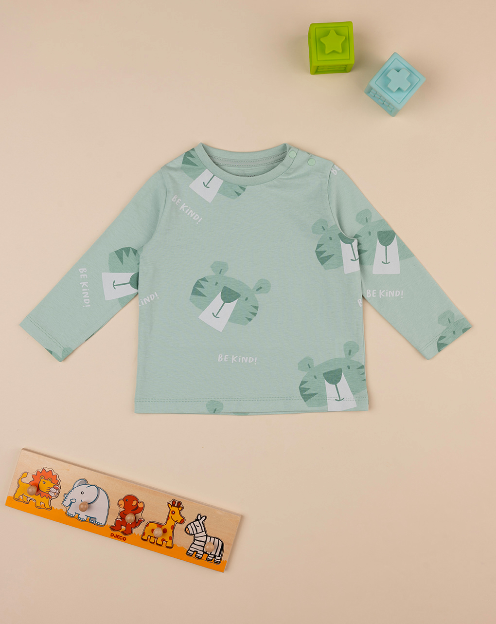 βρεφική μπλούζα πράσινη με τιγράκια για αγόρι