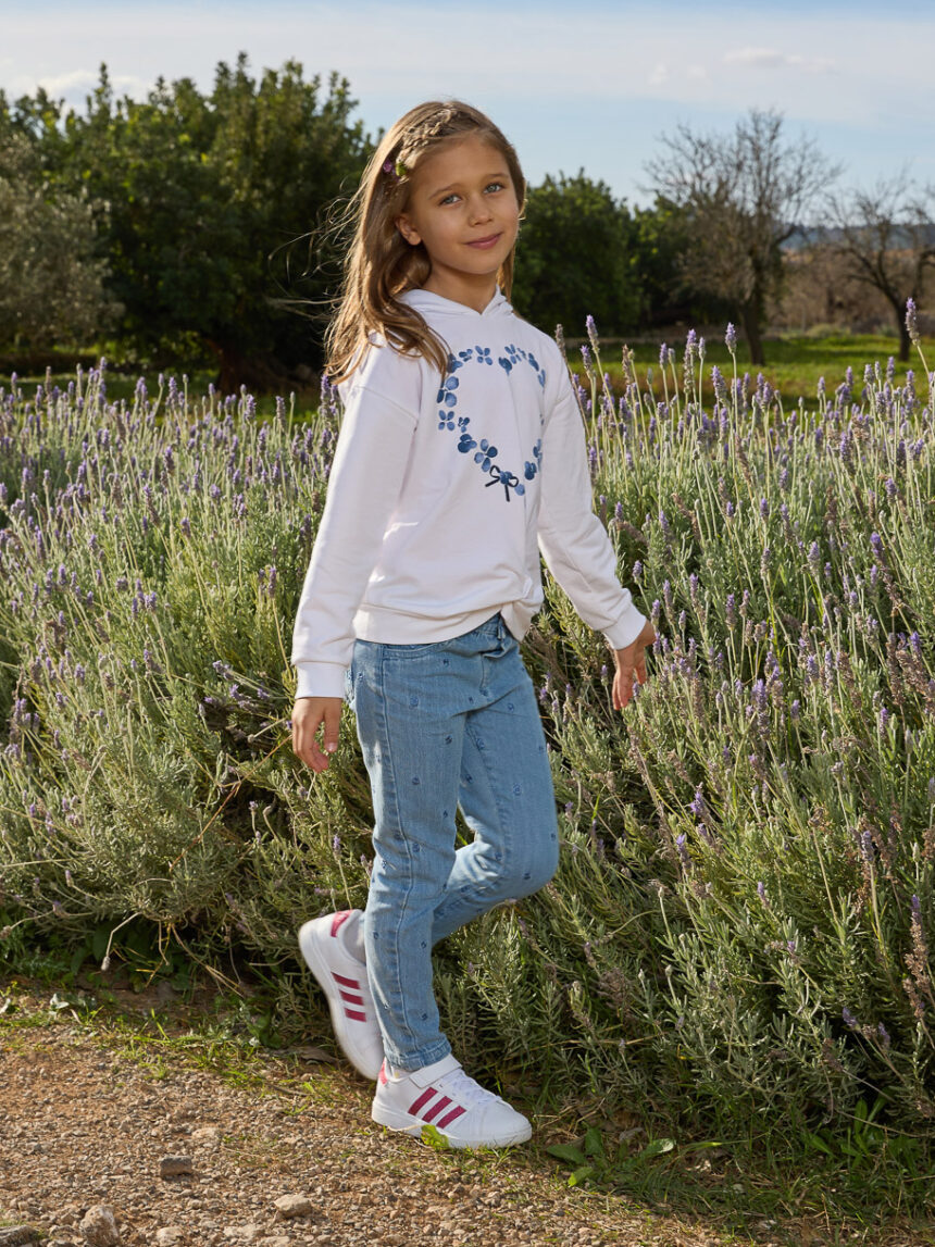 παιδική μπλούζα φούτερ λευκή indigo για κορίτσι - Prénatal