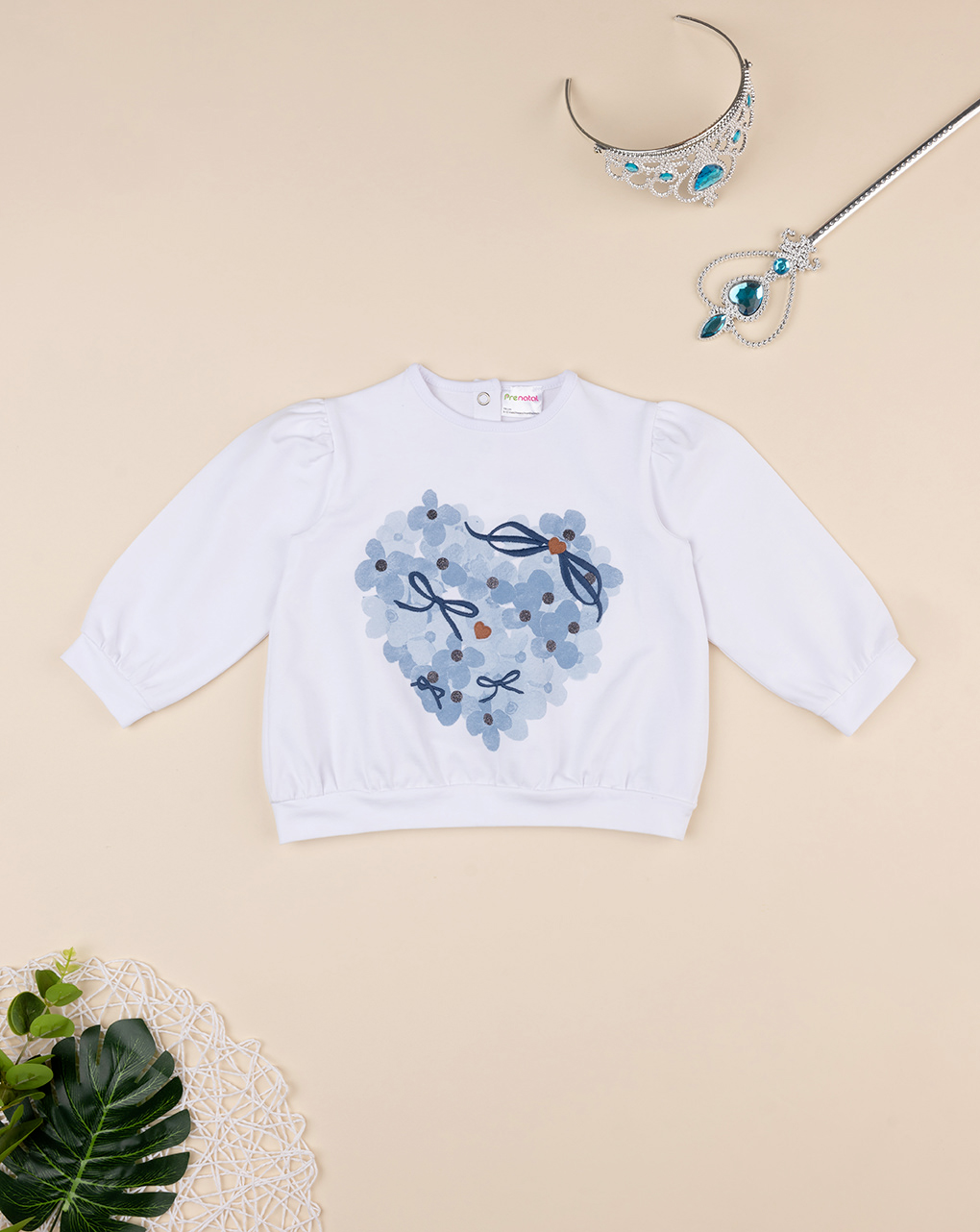 βρεφική μπλούζα φούτερ λευκή indigo για κορίτσι - Prénatal