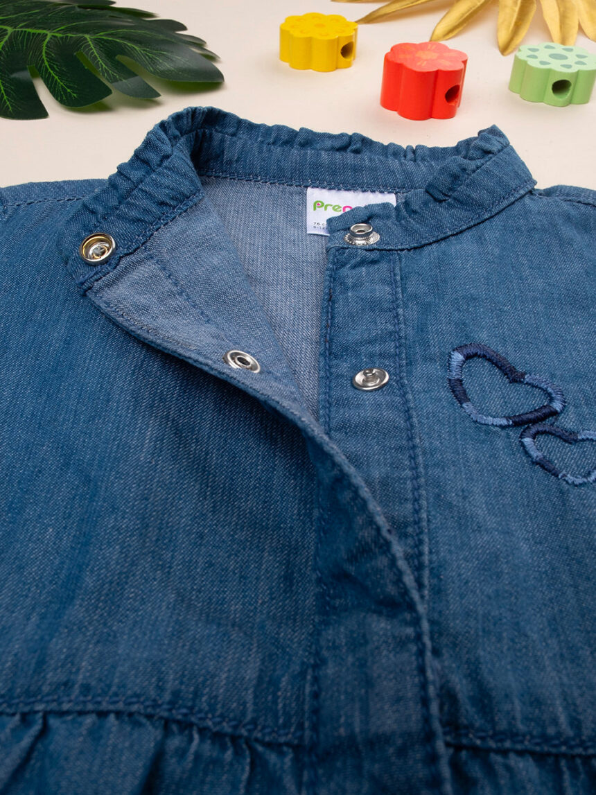 βρεφικό τζιν πουκάμισο μπλε με καρδούλες για κορίτσι - Prénatal