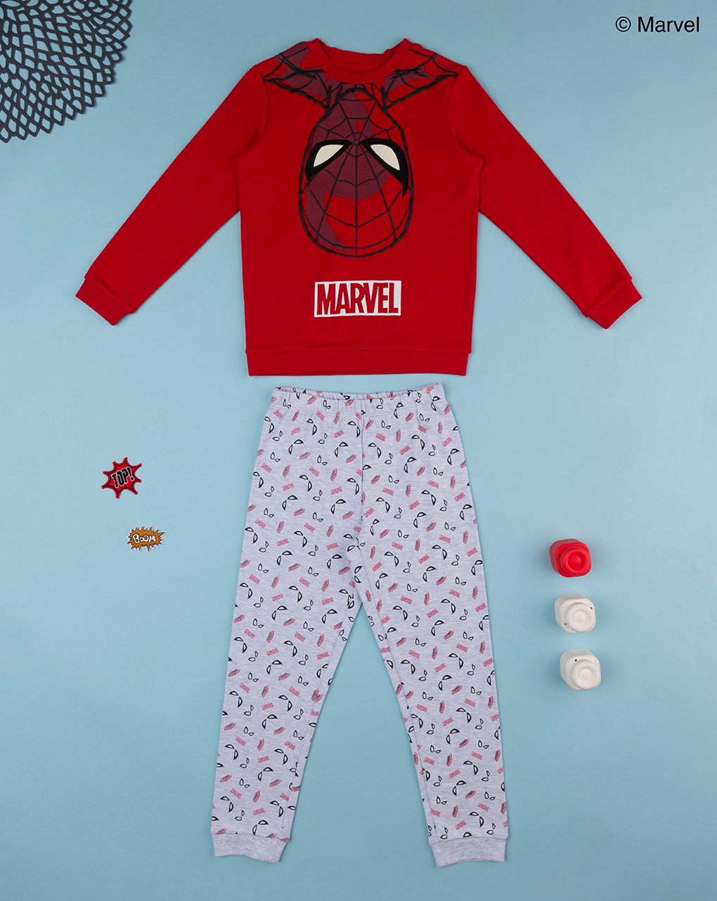 παιδική πιτζάμα κόκκινη/γκρι με το spiderman για αγόρι