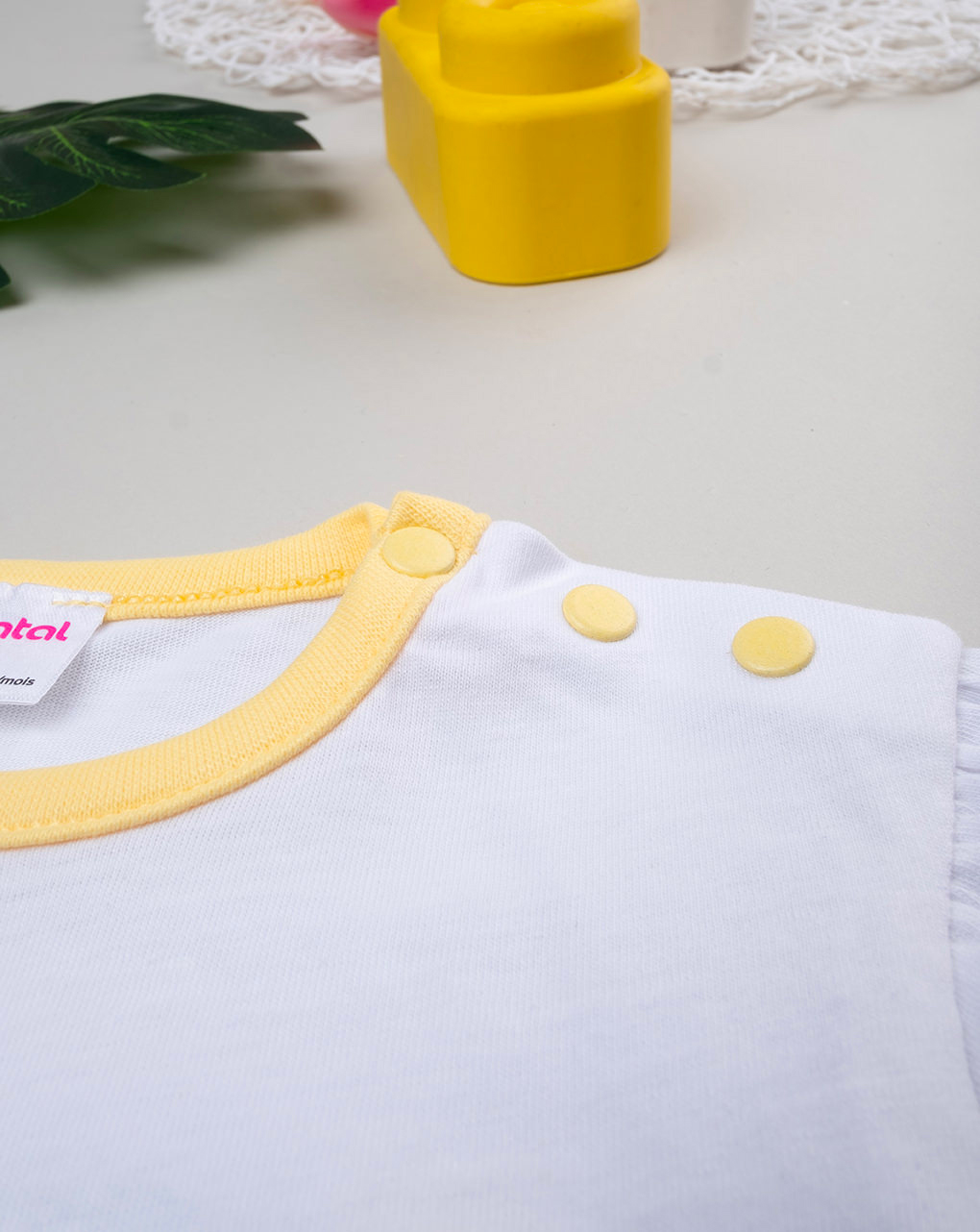 βρεφική πιτζάμα λευκή/κίτρινη με μέλισσες για κορίτσι - Prénatal
