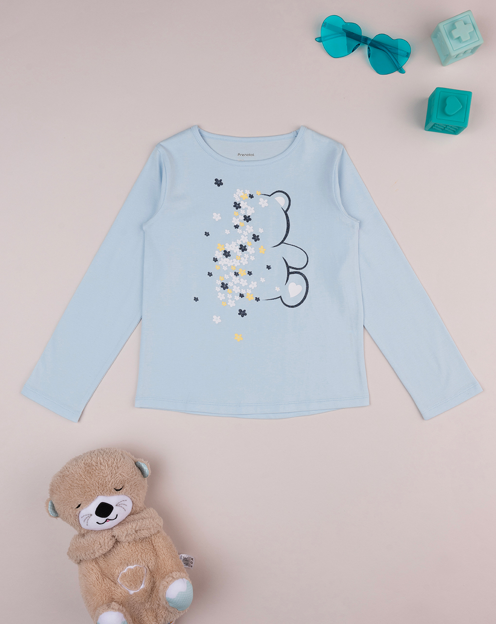 παιδική μπλούζα γαλάζια με αρκουδάκι για κορίτσι