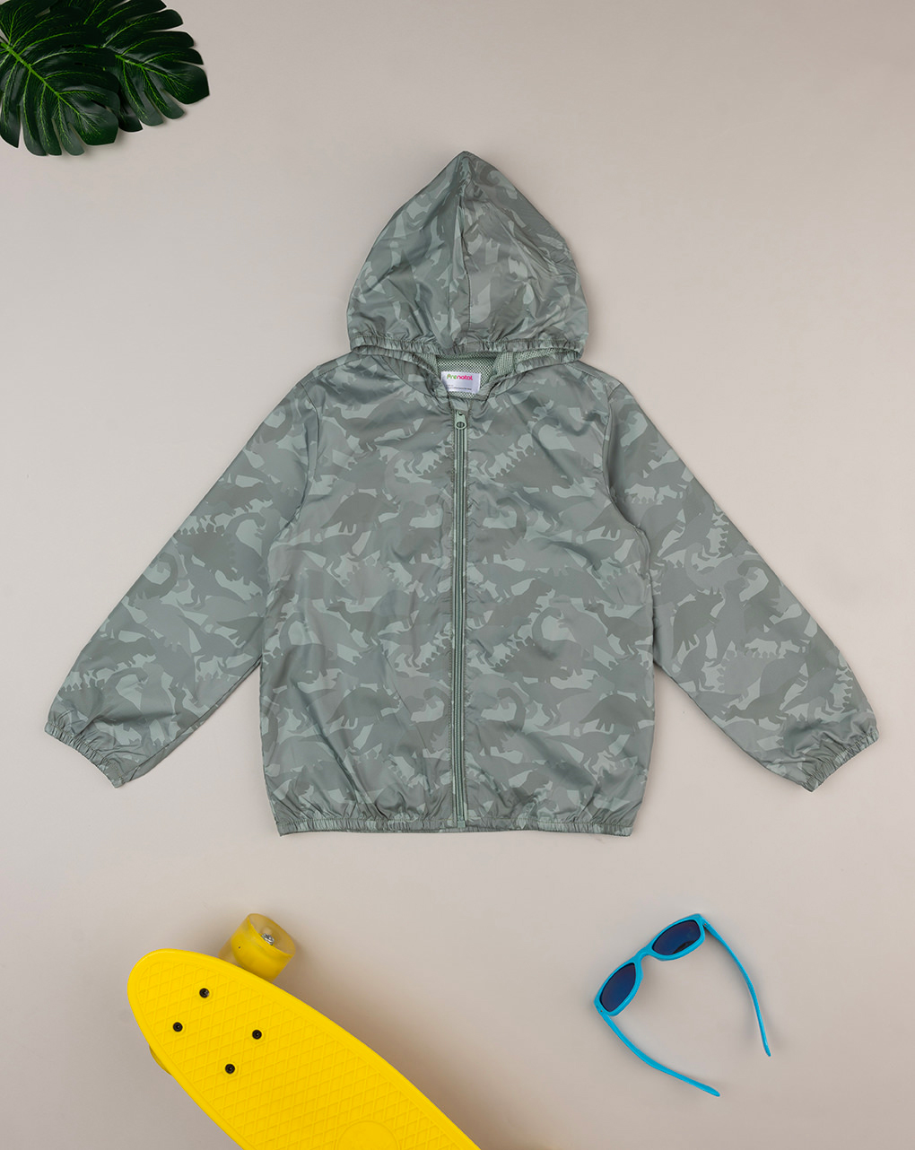 παιδικό αντιανεμικό μπουφάν πράσινο με δεινόσαυρους για αγόρι - Prénatal