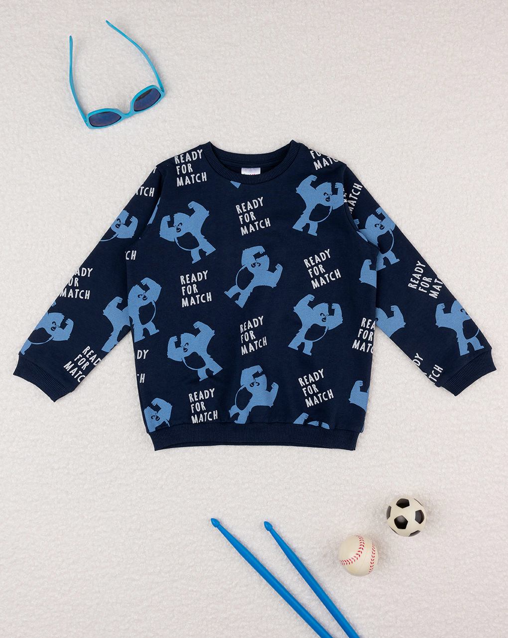 παιδική μπλούζα φούτερ μπλε ready for match για αγόρι