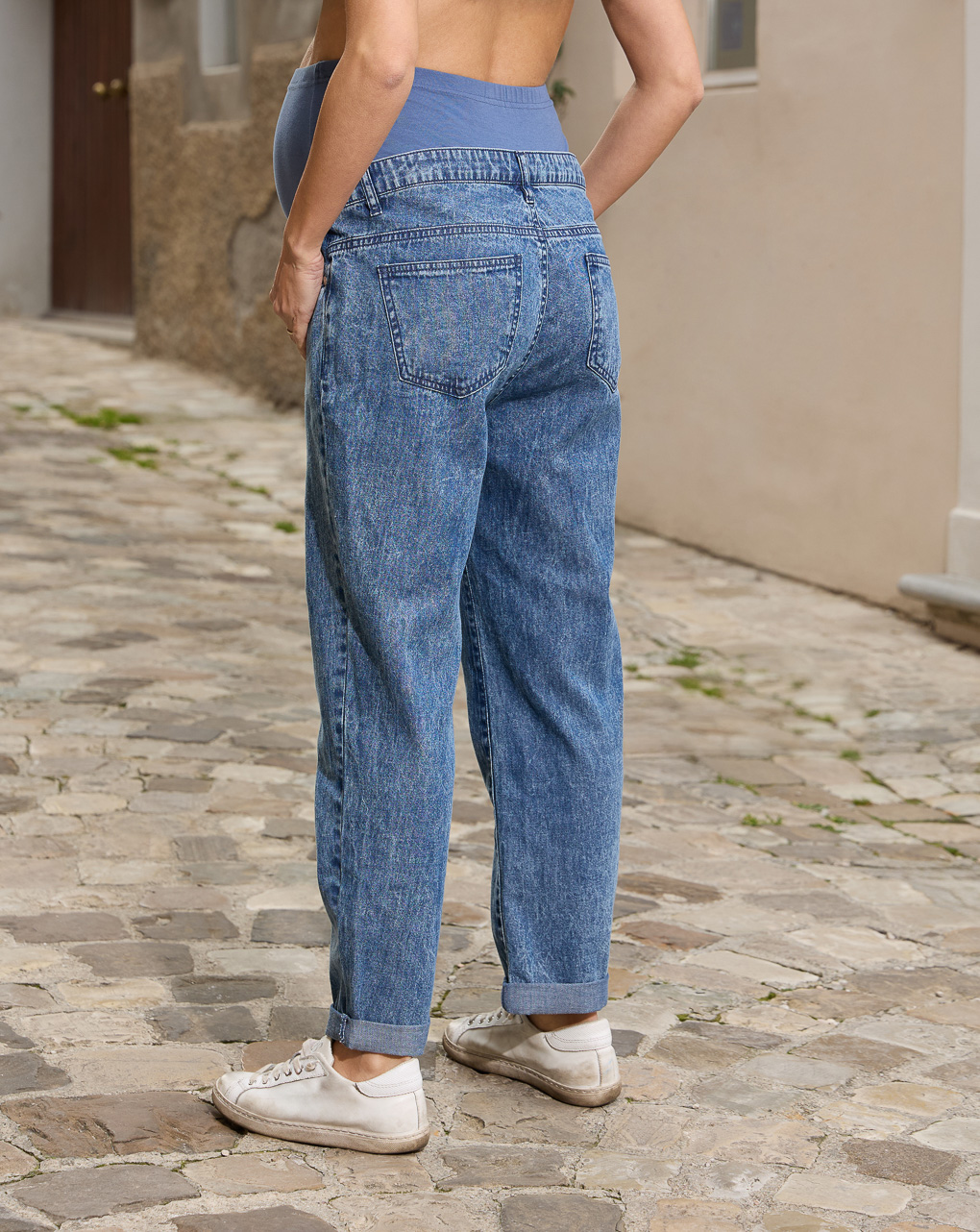 γυναικείο τζιν παντελόνι εγκυμοσύνης μπλε με σκισίματα - Prénatal
